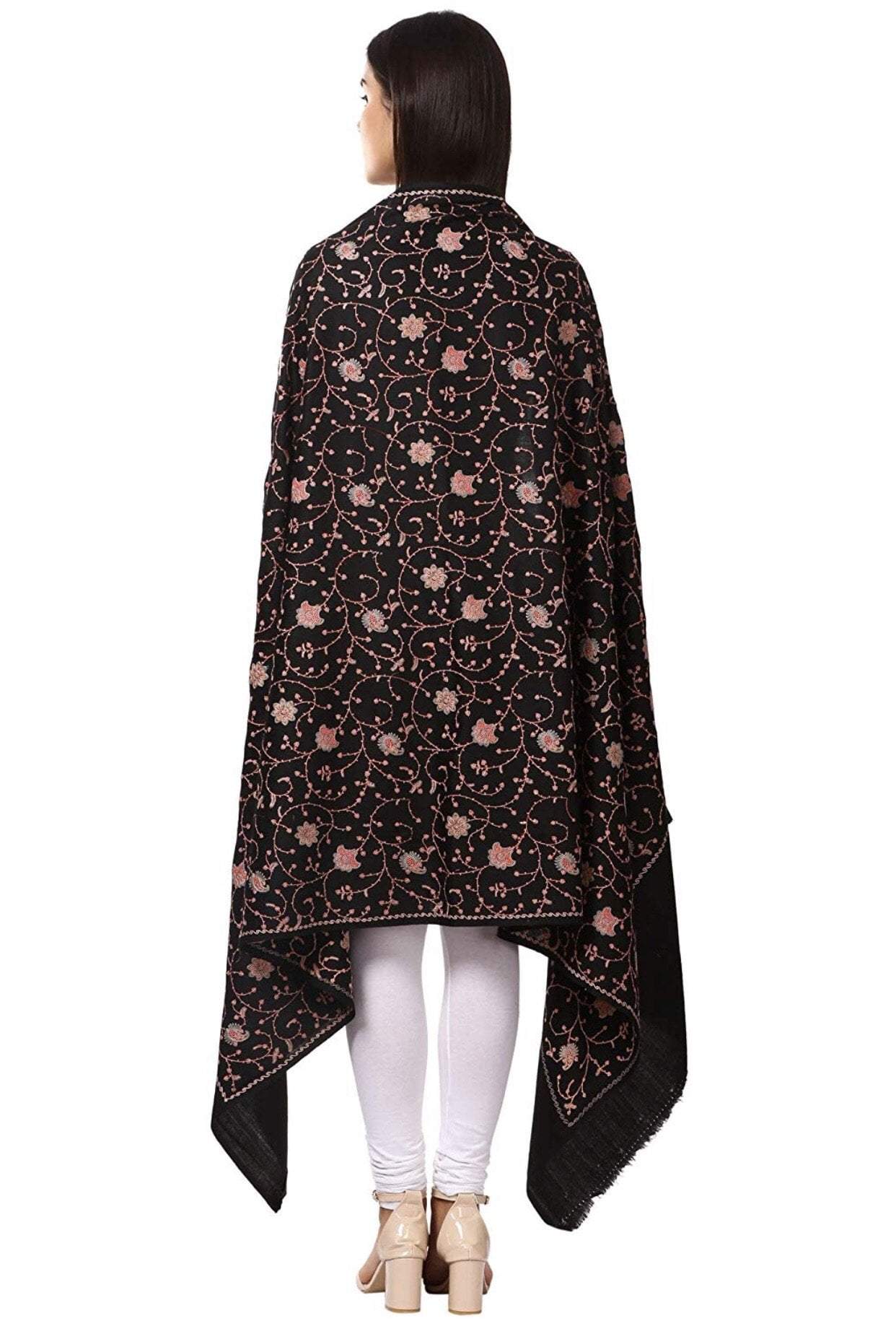 Pashtush India Shawl Pashtush Pachranga Kashmiri Embroidery Shaw in Black