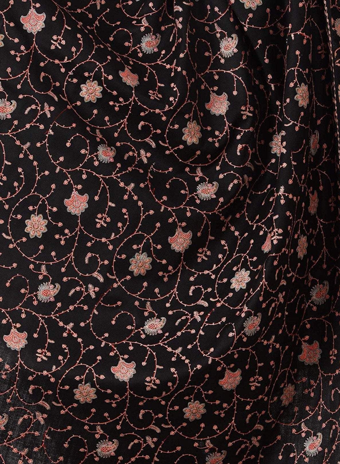 Pashtush India Shawl Pashtush Pachranga Kashmiri Embroidery Shaw in Black
