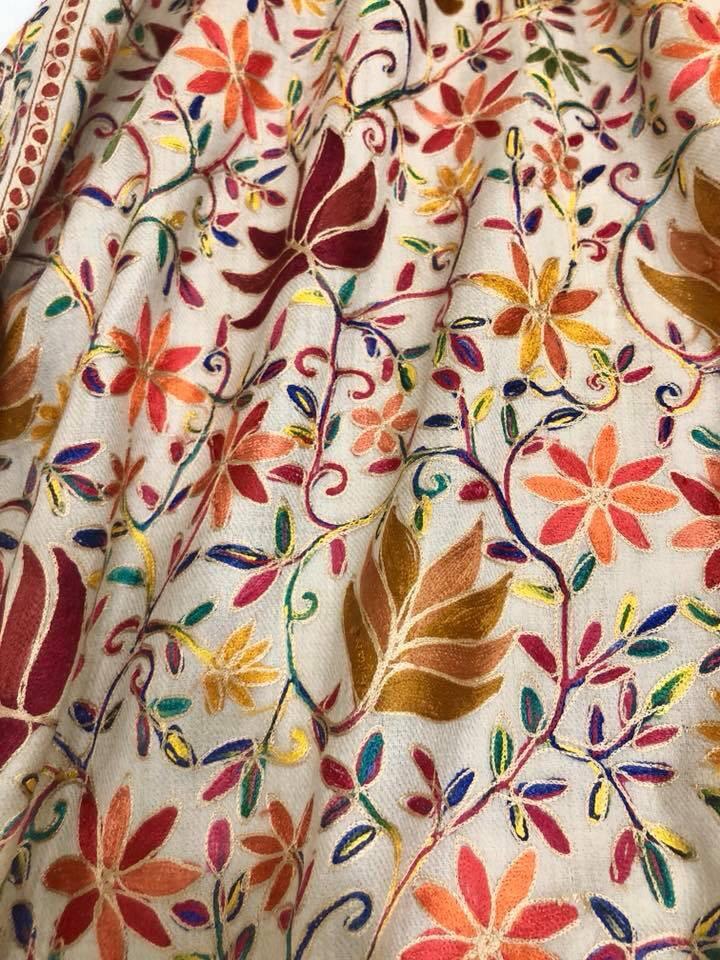 Pashtush India Shawl Pashtush Women’s hand embroidered Heavy Nalki Jaal Shawl in Pure Wool (certified)
