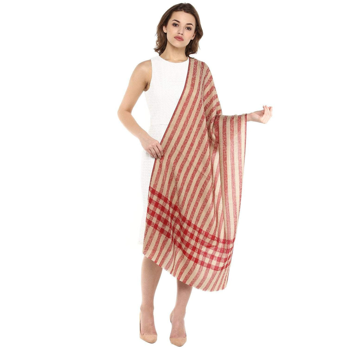 Pashtush India Pashtush Womens Luxury Wool Check Scarf, Soft Pashmina Scarf Stole, Extra-Fine