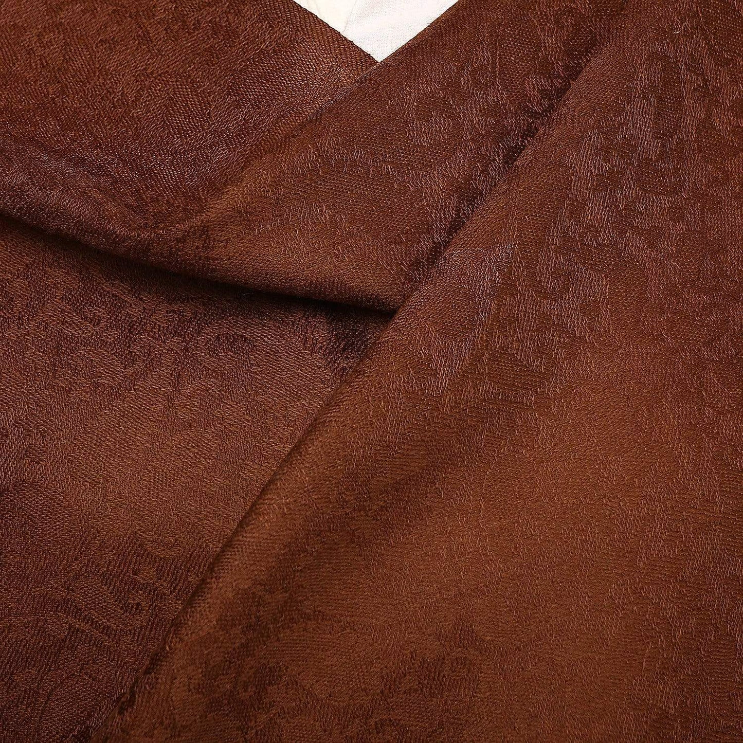 Pashtush India 70x200 Mens Fine Wool Jacquard Muffler, Brown