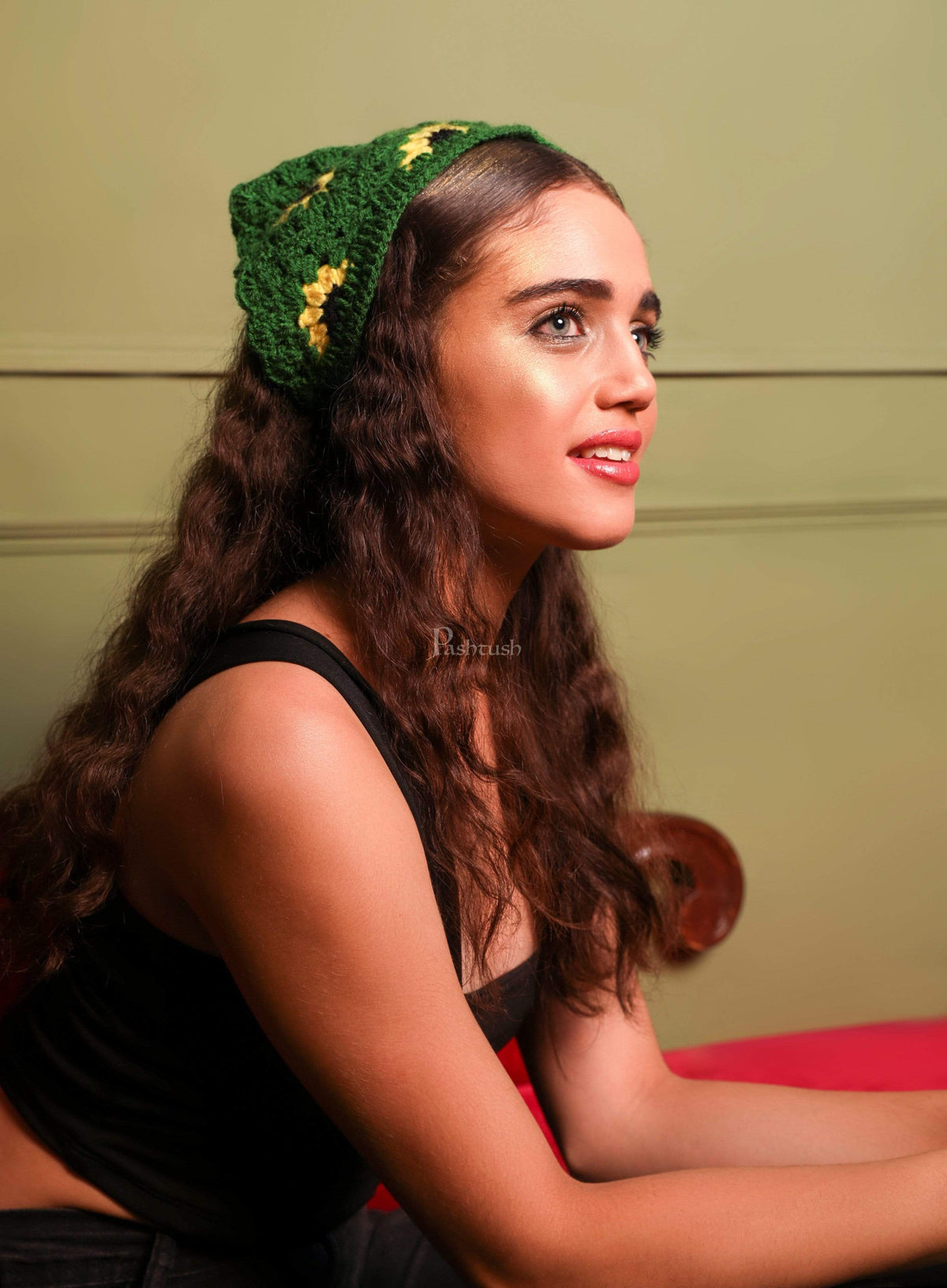 Pashtush India 0 Pashtush 100% Hand Knitted soft Tie Up HairBand
