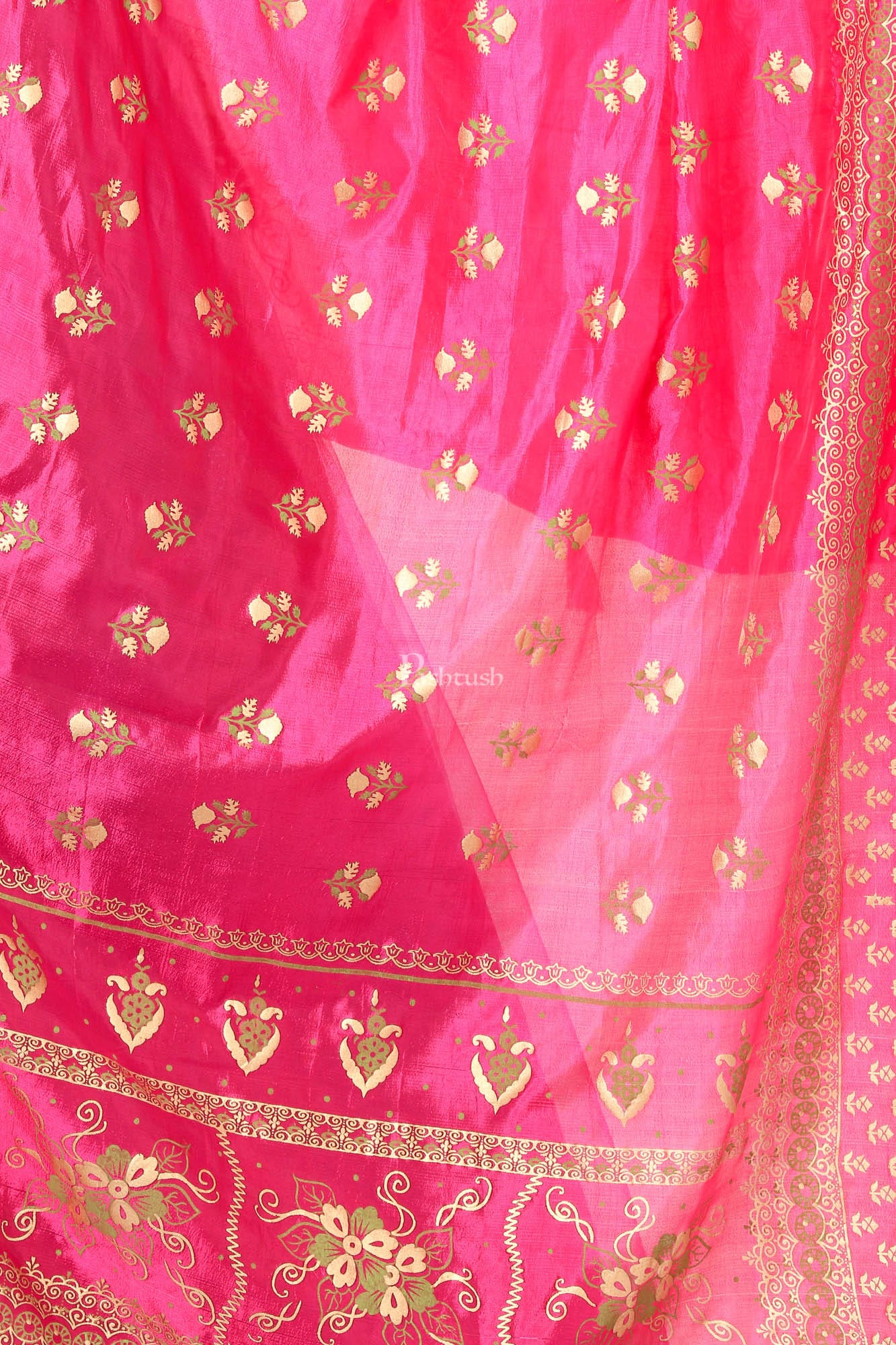 Pashtush India Womens Dupatta Pashtush Art Silk Dupatta For Women, With Golden Coloured Foil Printing, Light Weight And Bright, Pink