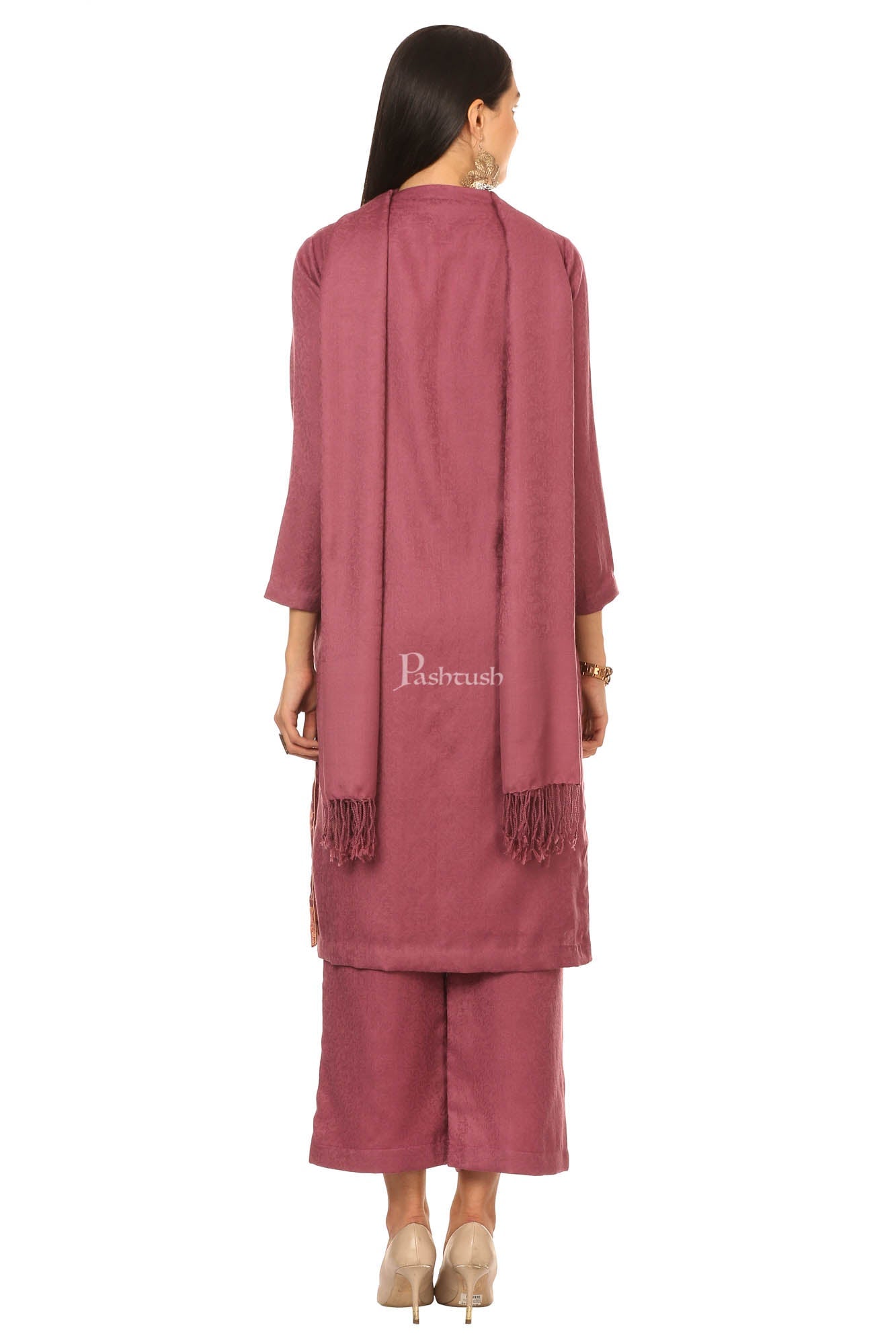 Pashtush India Womens Stoles and Scarves Scarf Pashtush Embroidery Suit, With Self Stole (Unstitched) - Peel Lilac