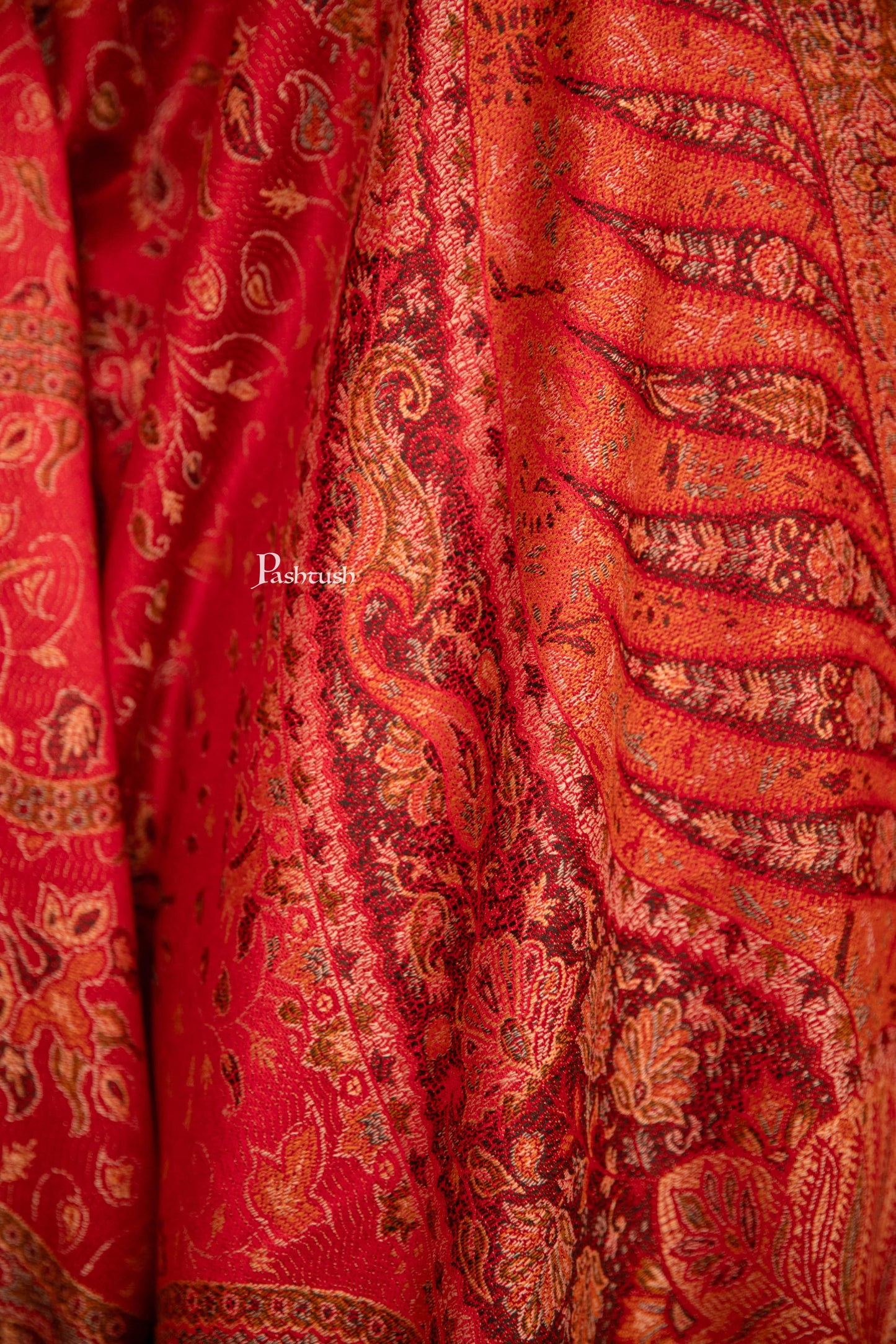 Pashtush India Womens Shawls Pashtush Faux Pashmina Shawl, Jamawar Paisley Design, Maroon