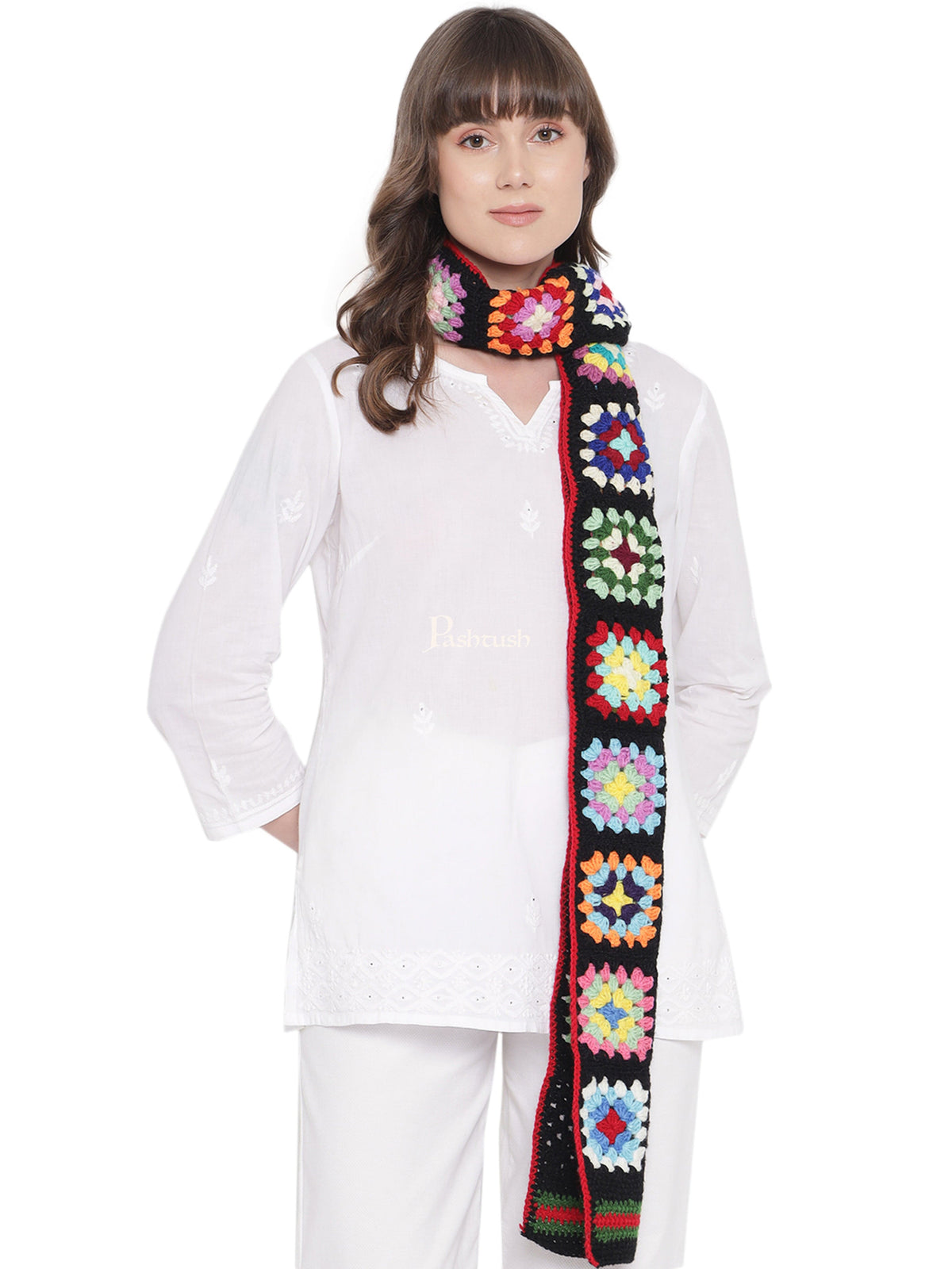Pashtush India Womens Stoles and Scarves Scarf Pashtush Handmade Womens Stole, Hand Knitted, Checkered Scarf ( Alchemy Collection ), Multicoloured