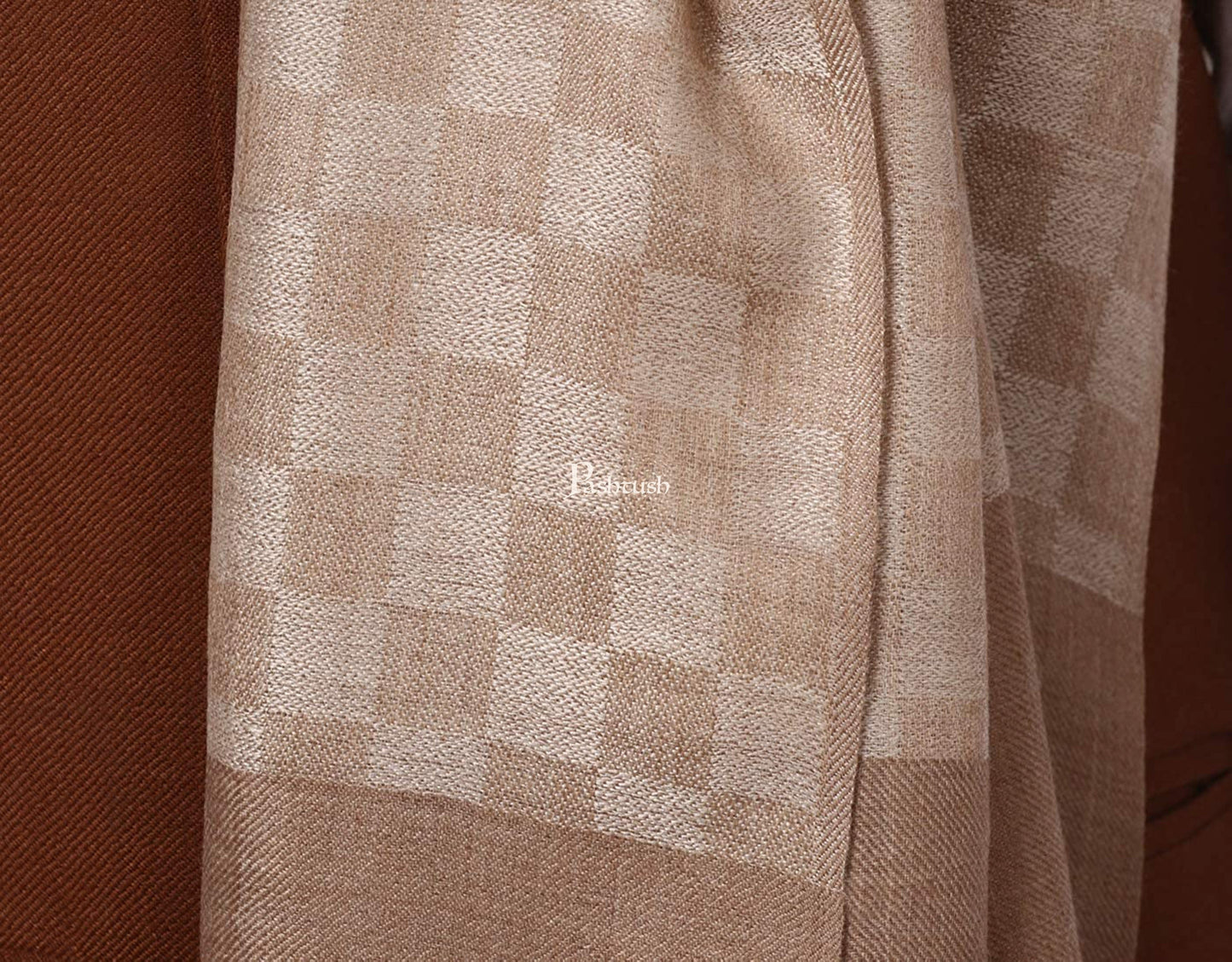 Pashtush India Gift Pack Pashtush His And Her Gift Set Of Checkered And Bamboo Printed Stoles With Premium Gift Box Packaging, Taupe And Multicolor