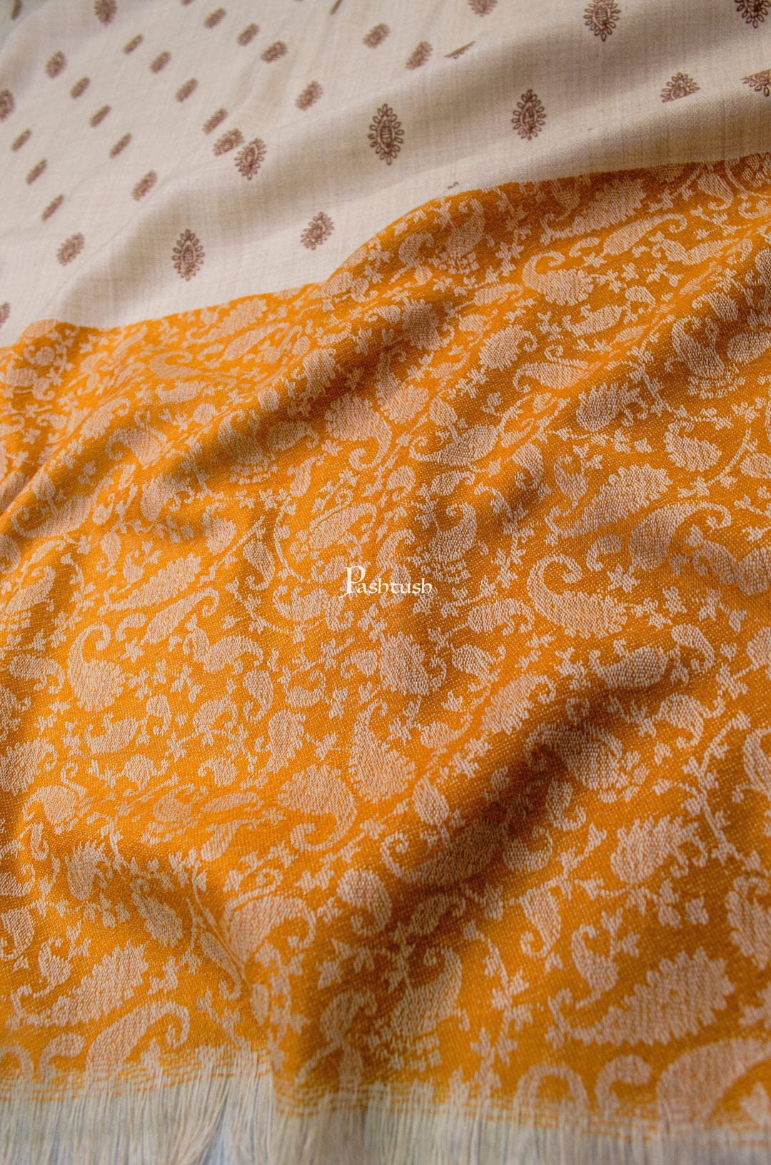 Pashtush India Gift Pack Pashtush His And Her Gift Set Of Fine Wool Stole and Embroidery Shawl With Premium Gift Box Packaging, Mustard and Orange