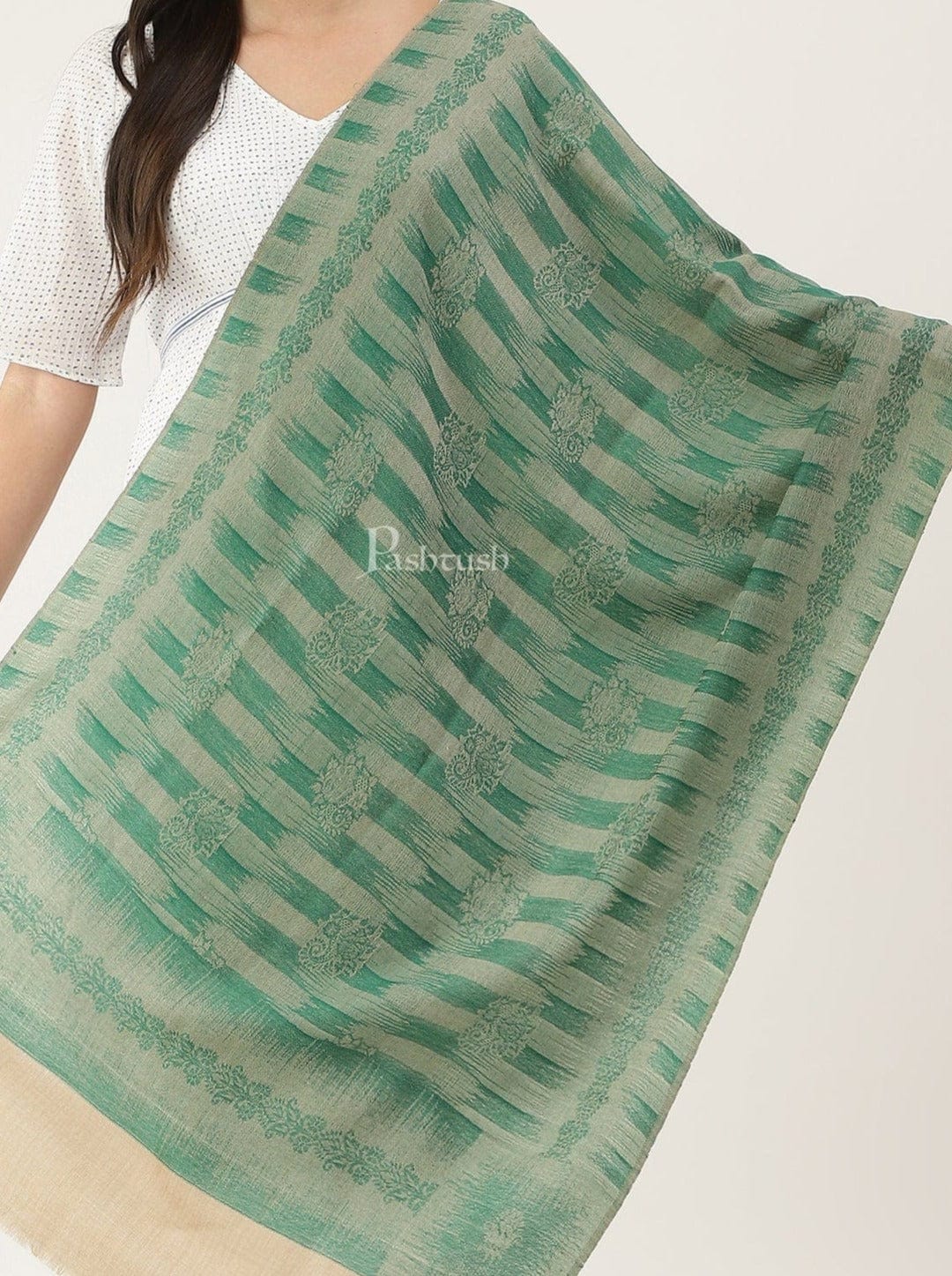 Pashtush India Gift Pack Pashtush His And Her Gift Set Of Ikkat Design Stoles With Premium Gift Box Packaging, Orange and Green