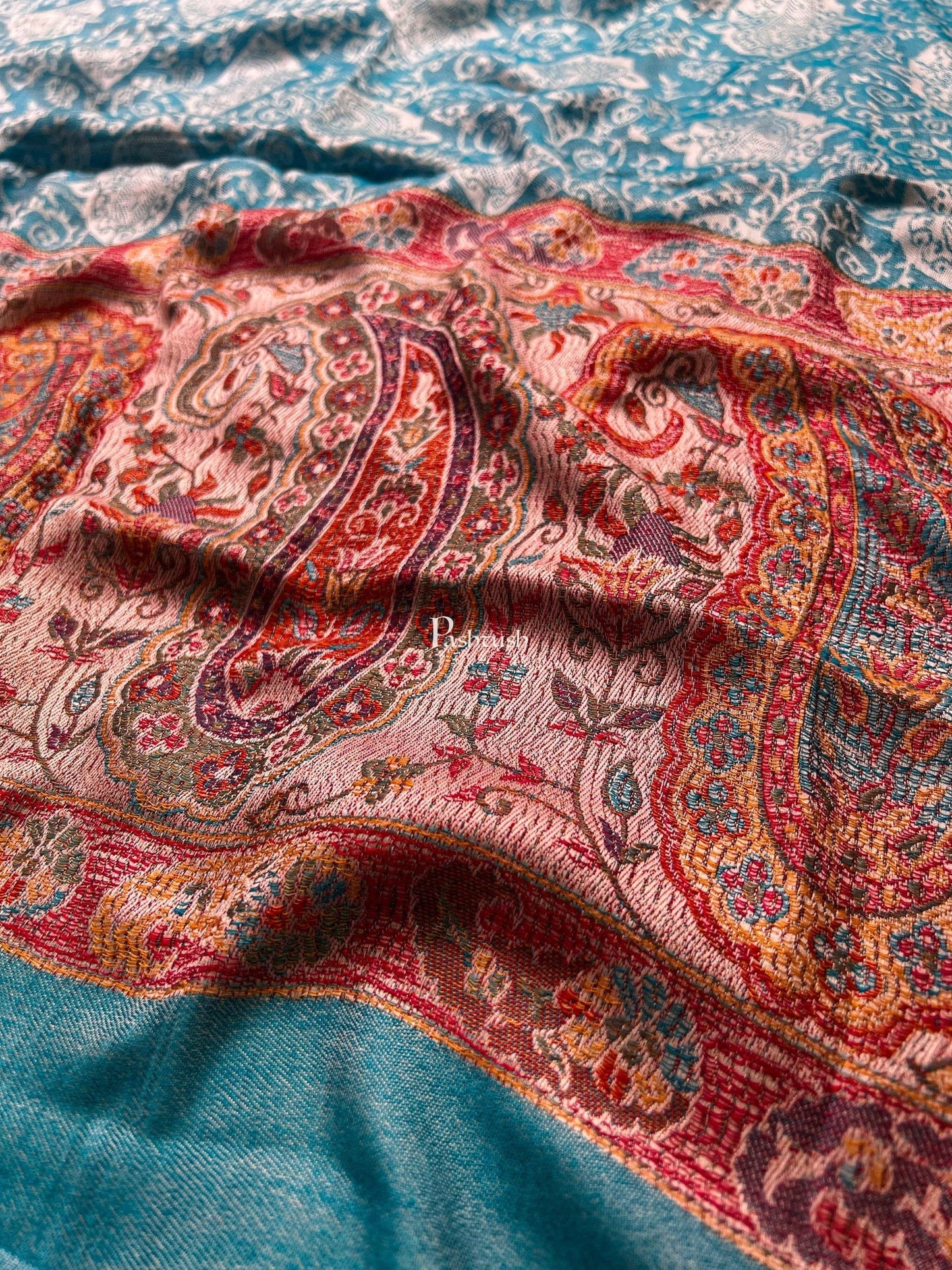 Pashtush India Gift Pack Pashtush His and Her Set of Bamboo Stoles, with Premium Gift Box Packaging, Woven Design, Soft Blue and Pink