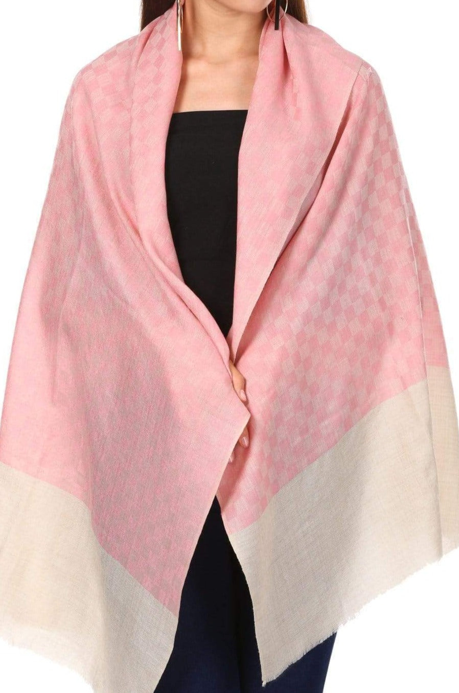 Pashtush India Gift Pack Pashtush His And Her Set Of Checkered Stoles With Premium Gift Box Packaging, Black And Powder Pink
