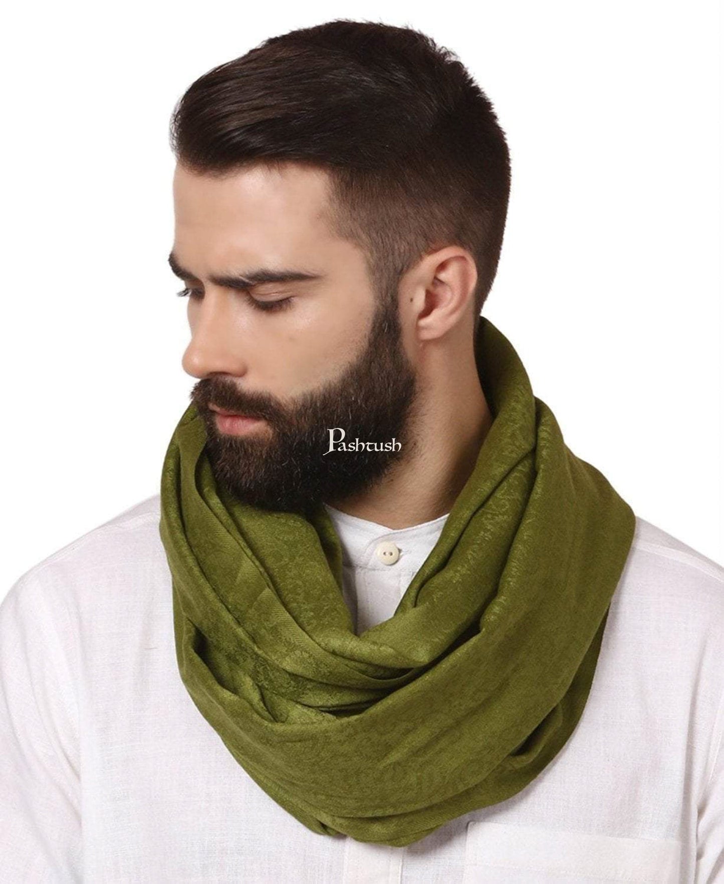 Pashtush India Gift Pack Pashtush His And Her Set Of Fine Wool Self Stoles With Premium Gift Box Packaging, Emerald Green and Mustard