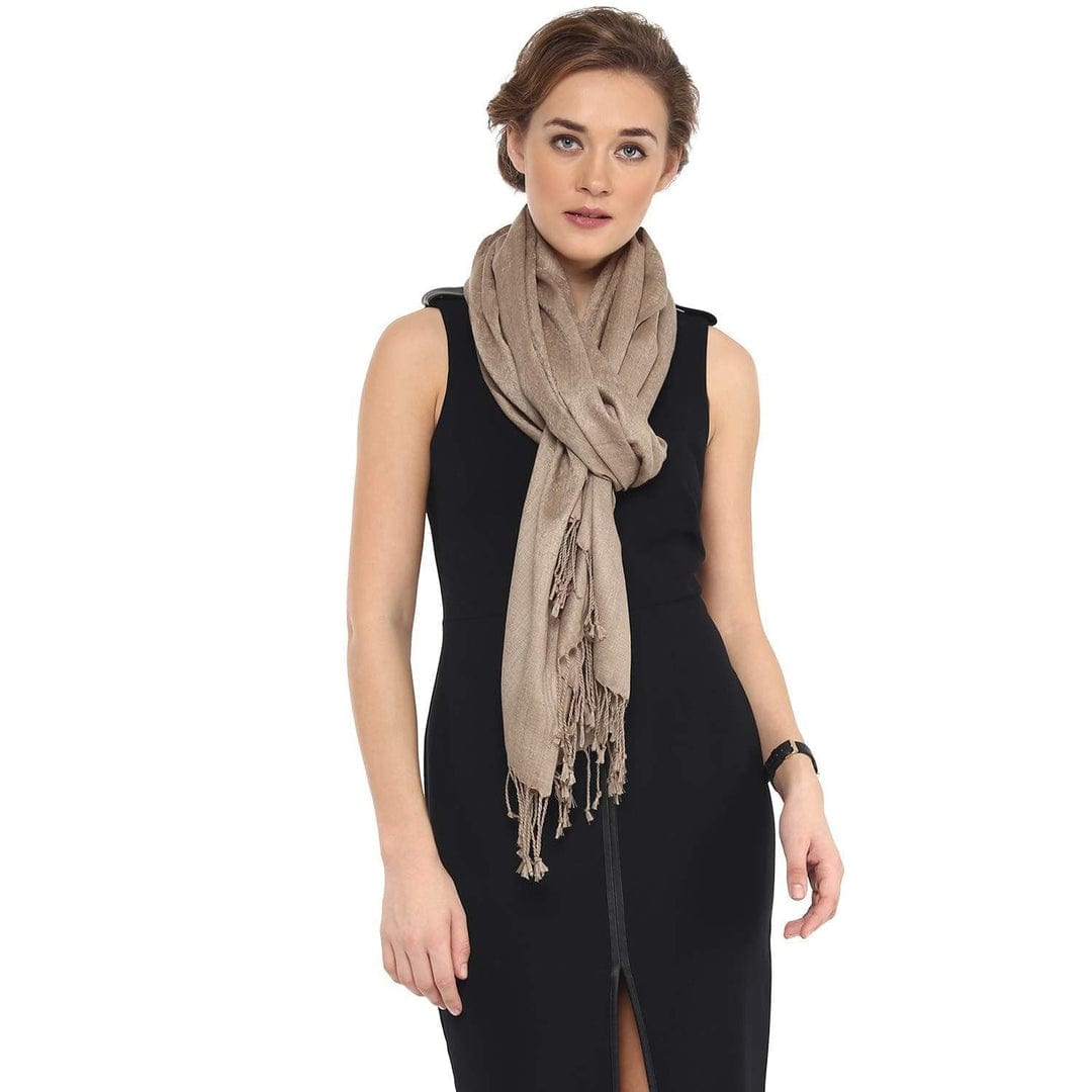 Pashtush India Gift Pack Pashtush His And Her Set Of Fine Wool Stoles, Premium Gift Box Packaging, Coffee and Beige