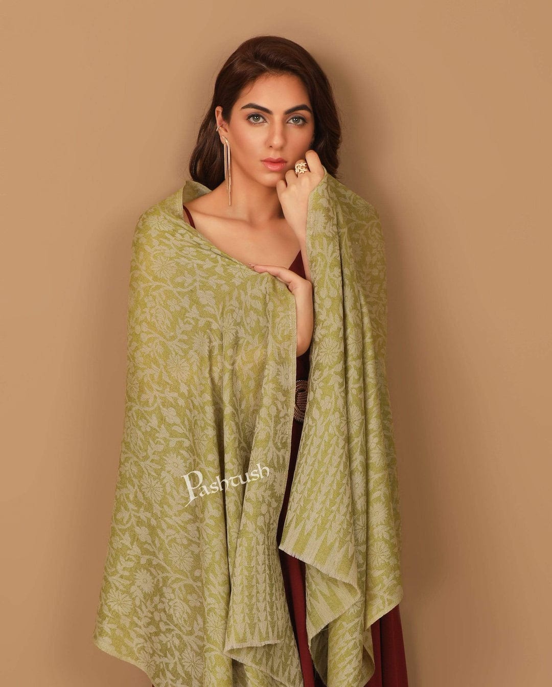 Pashtush India Gift Pack Pashtush His And Her Set Of Fine Wool Stoles, Premium Gift Box Packaging, Emerald Green