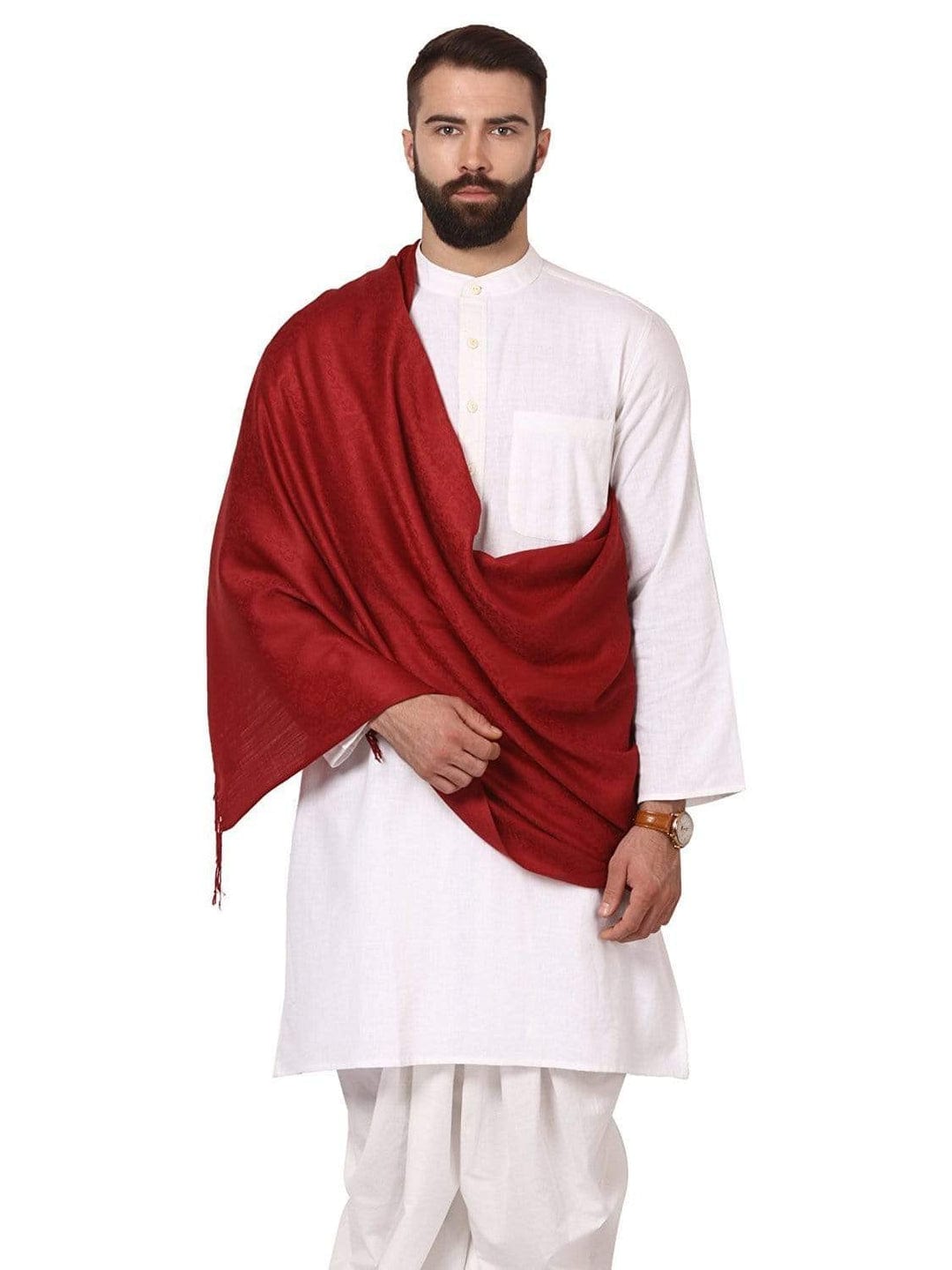 Pashtush India Gift Pack Pashtush His And Her Set Of Fine Wool Stoles, Premium Gift Box Packaging, Maroon and Neo Pink