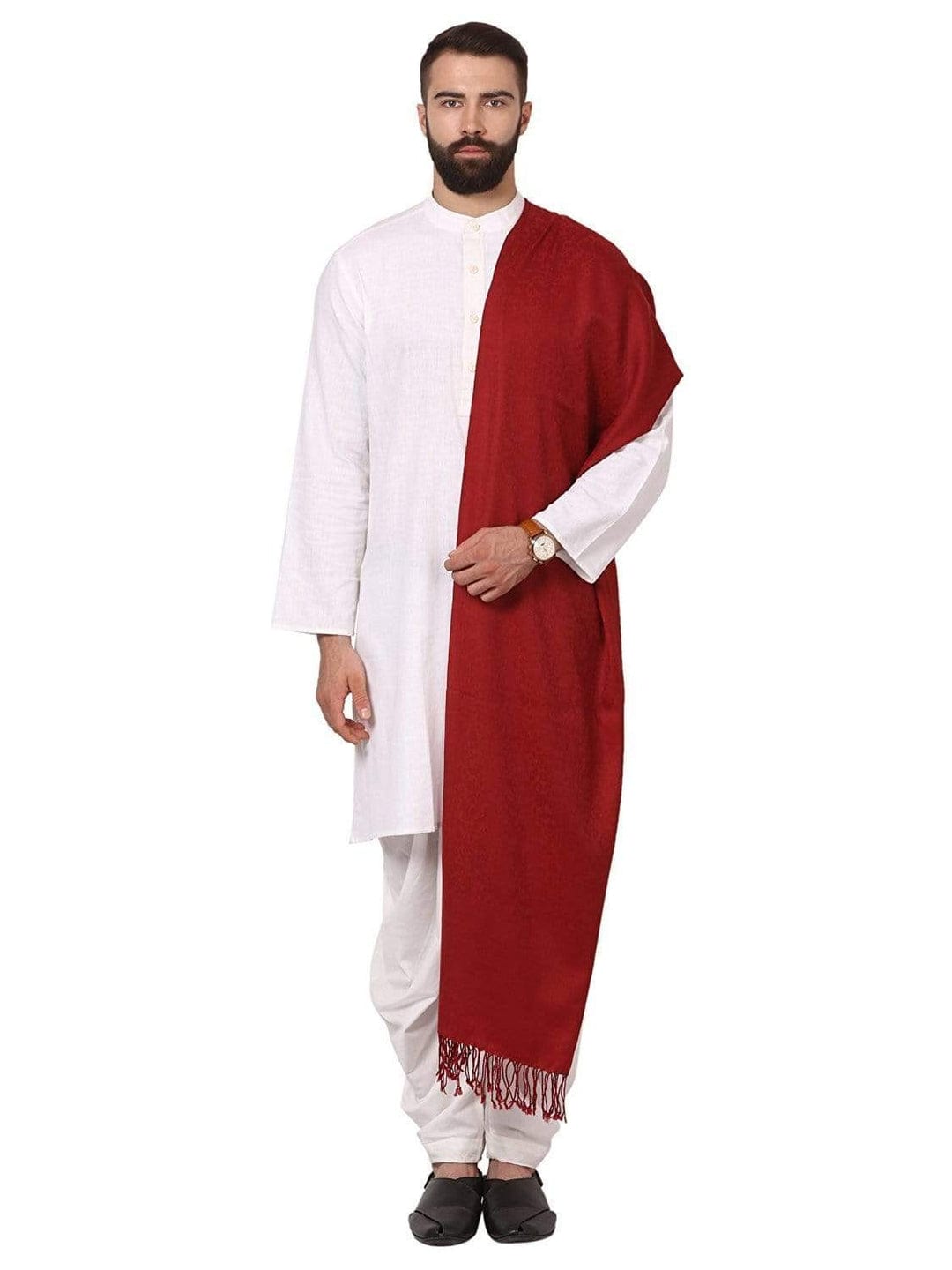 Pashtush India Gift Pack Pashtush His And Her Set Of Fine Wool Stoles, Premium Gift Box Packaging, Maroon and Neo Pink