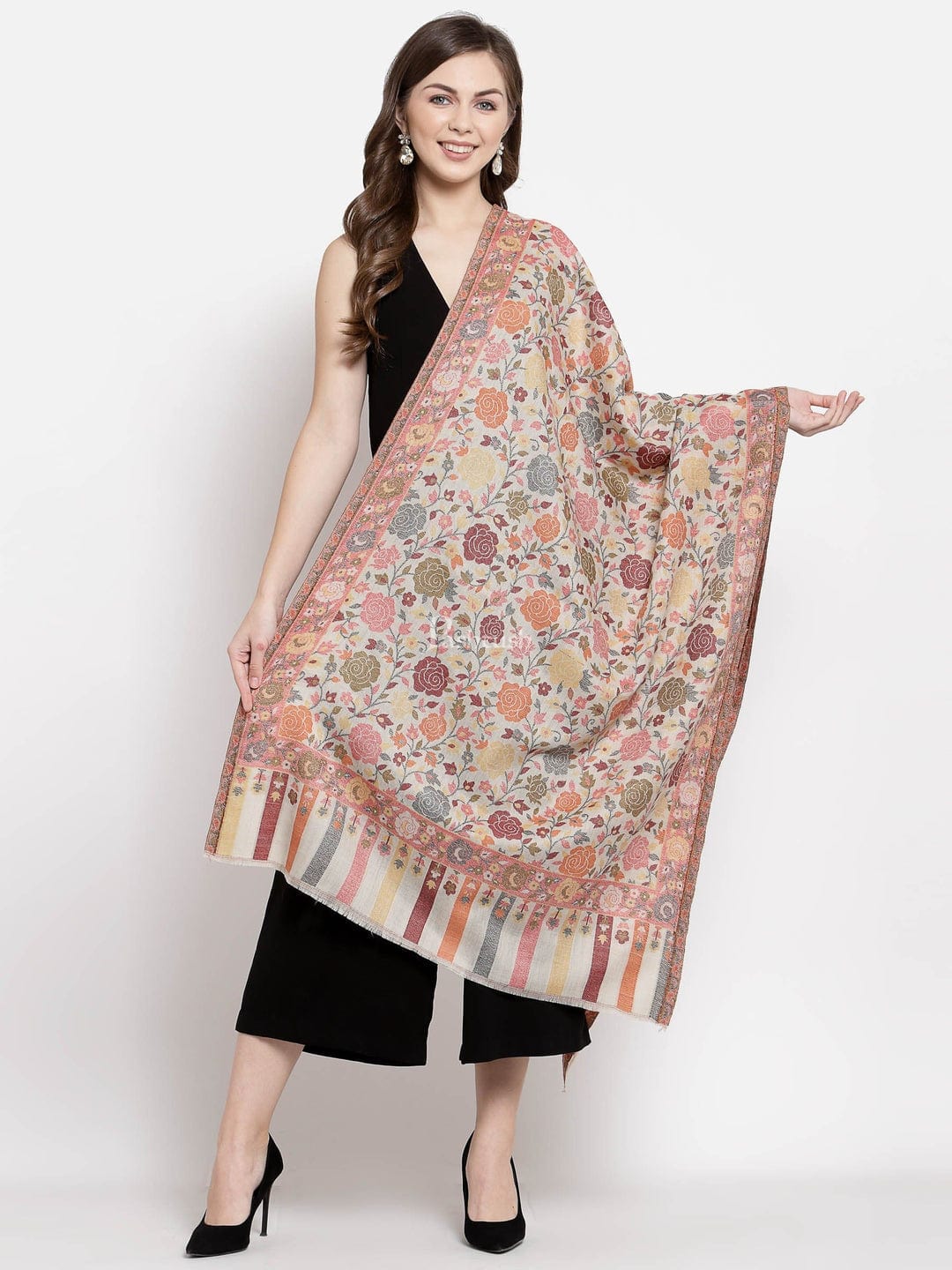 Pashtush India Gift Pack Pashtush His And Her Set Of Fine Wool Stoles, Premium Gift Box Packaging, Mustard and Multicolour