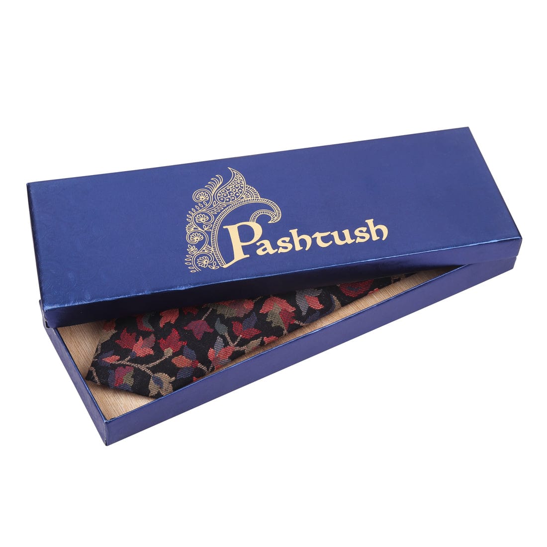 Pashtush India Gift Pack Pashtush His And Her Set Of Jacquard Necktie and Self Stole With Premium Gift Box Packaging, Black and Pink