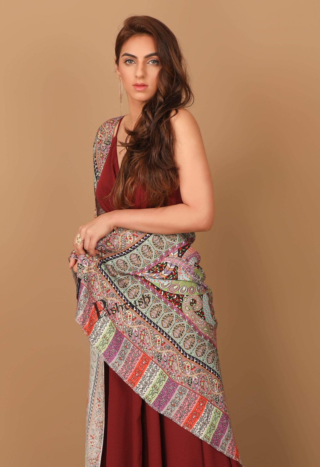 Pashtush India Gift Pack Pashtush His And Her Set Of Mens Fine Wool Stole and Womens Bamboo Stole, Premium Gift Box Packaging, Green and Multicolour