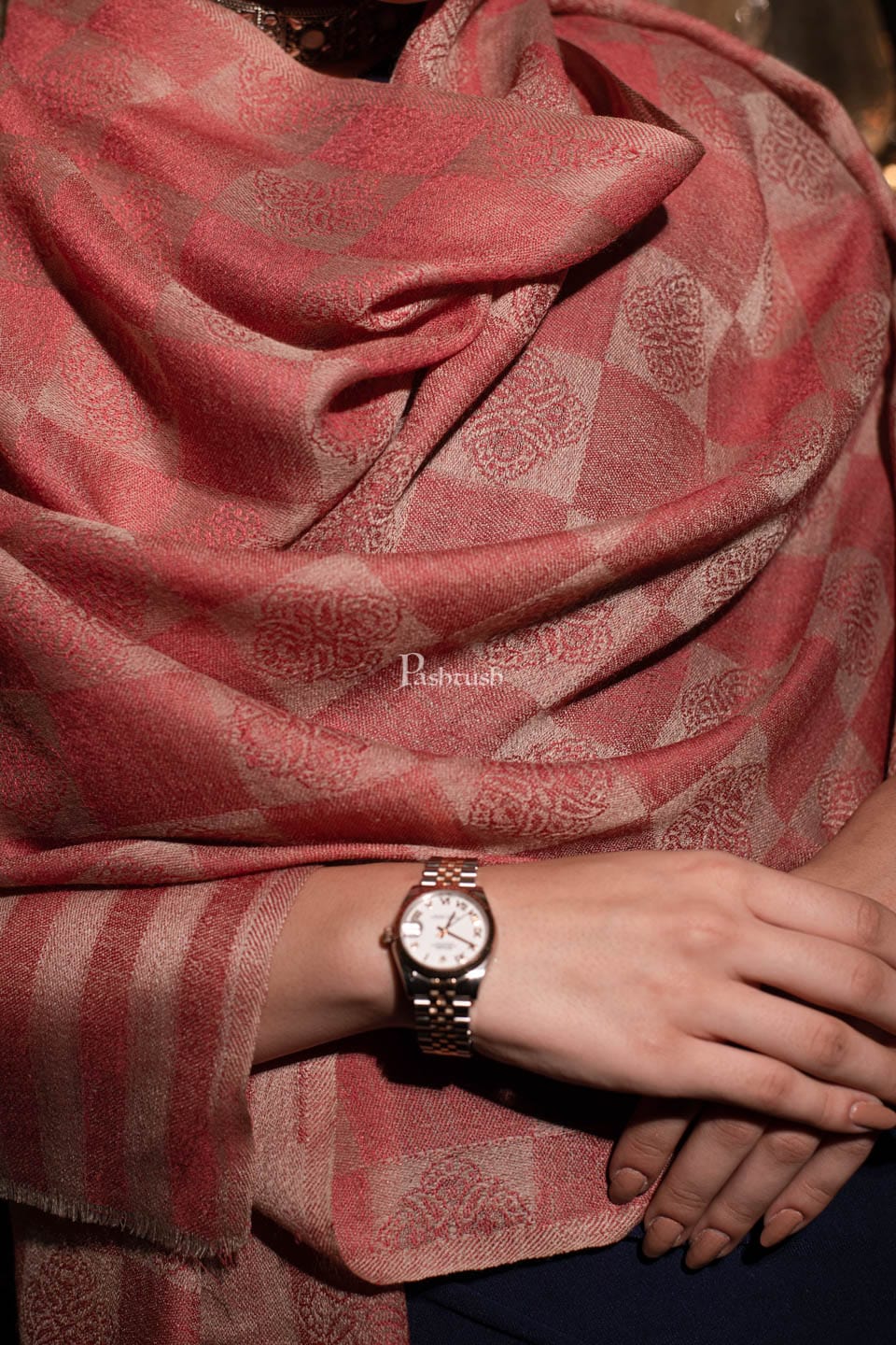 Pashtush India Gift Pack Pashtush His and Her Set of Stoles with Premium Gift Box Packaging, Beige and Maroon