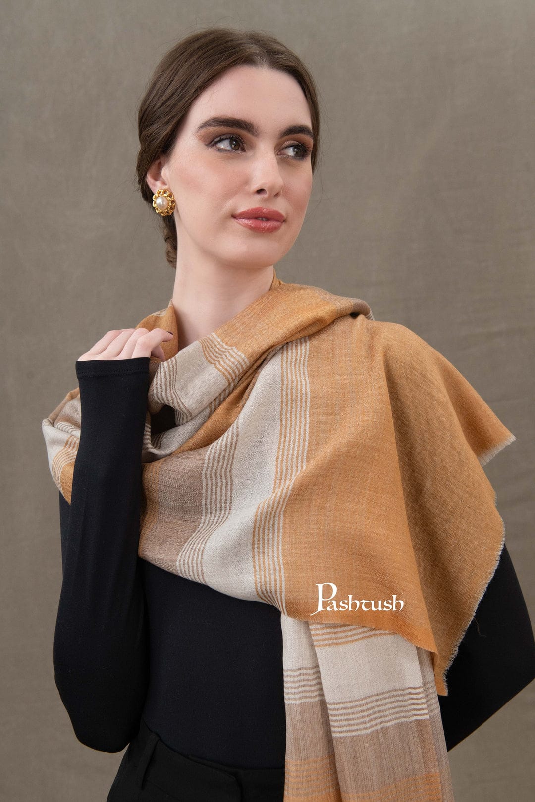 Pashtush India Gift Pack Pashtush His And Her Set Of Twilight Stoles, Premium Gift Box Packaging, Black and Gold