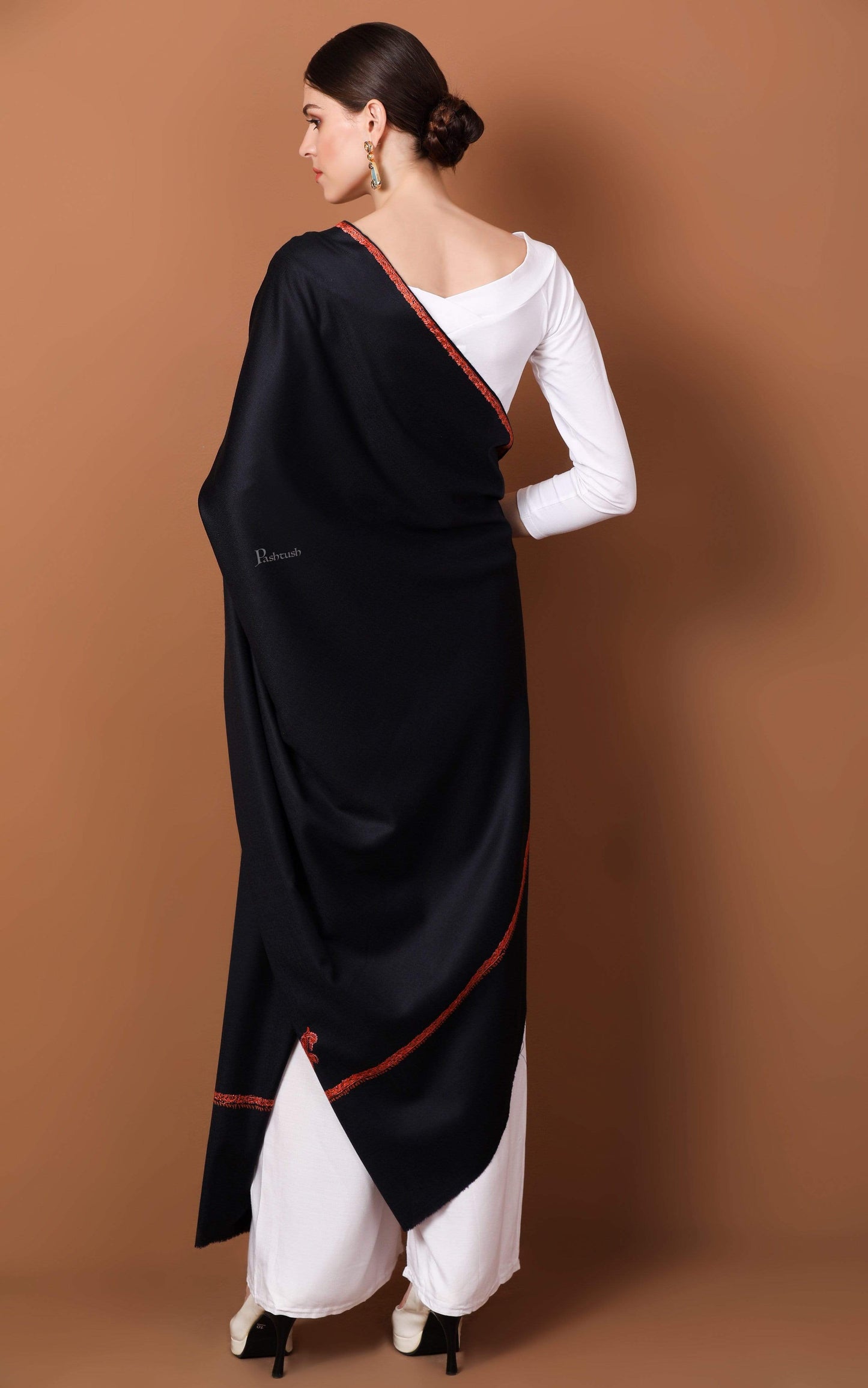 Pashtush India 100x200 Pashtush Kashmiri 100% Hand Embroidery Shawl - Kingri design