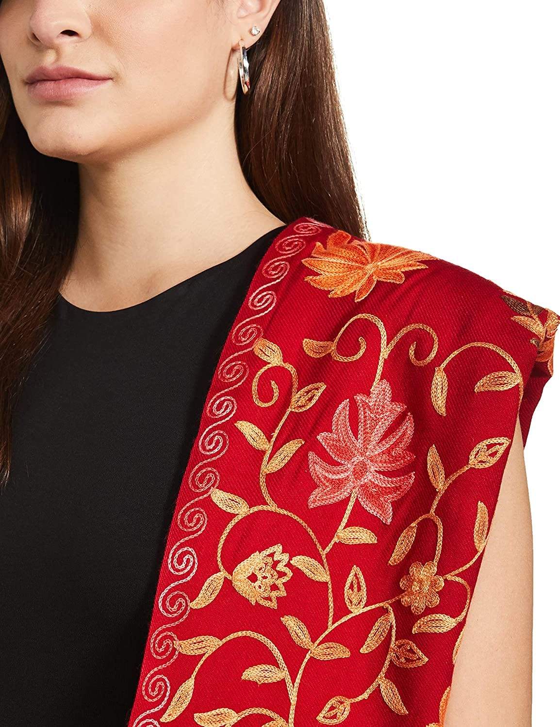 Pashtush India 70x200 PASHTUSH KASHMIRI AARI EMBROIDERY, WOOLLEN STOLE