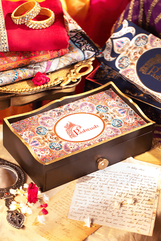 Pashtush India Gift Pack Pashtush Keepsake Wooden Chester Box, With Pullout Shawl Drawer (Box Only)