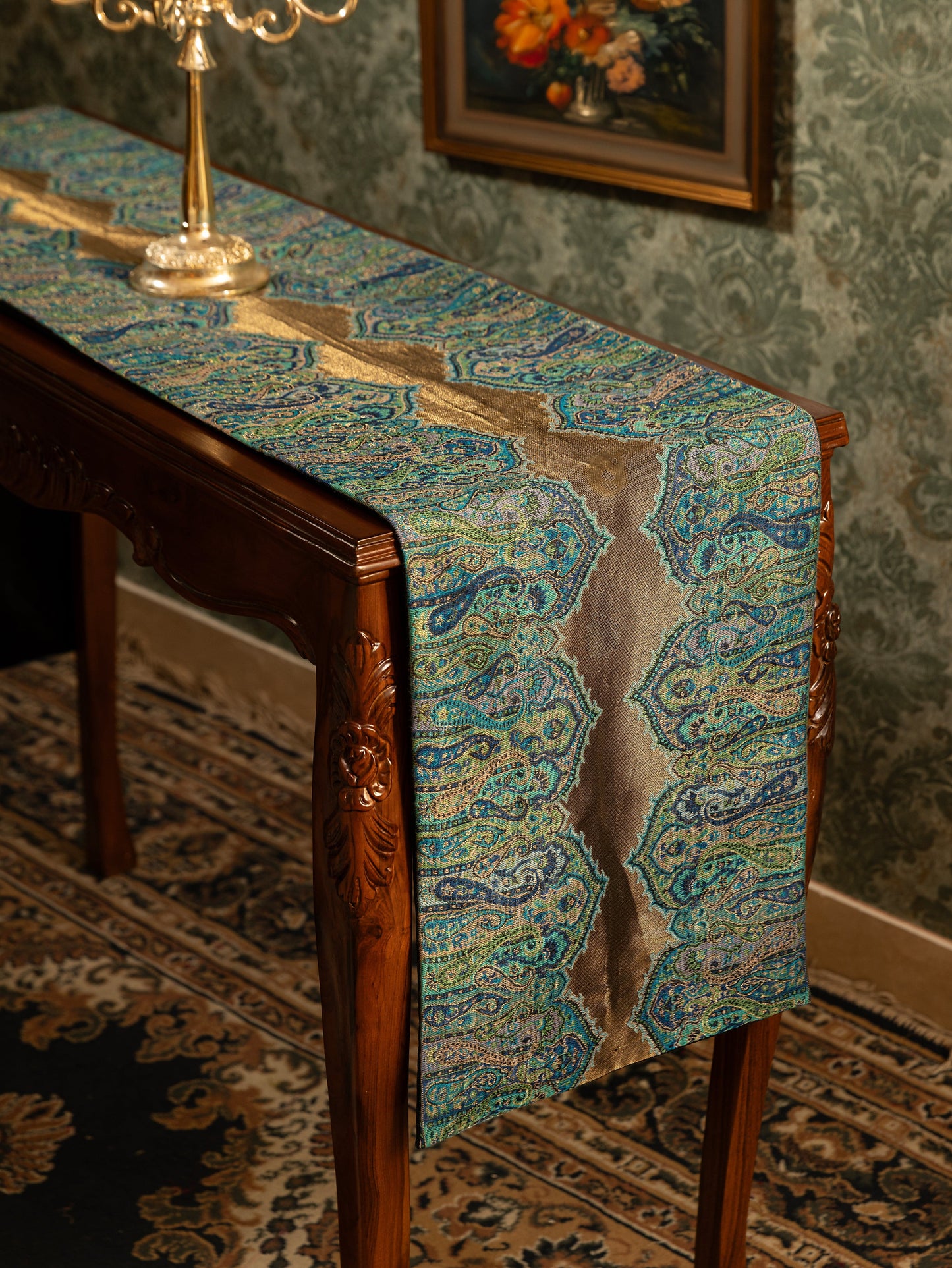 Pashtush India Gift Pack Pashtush Luxury Table Runner, Twilight Collection, Arabic Sea Blue