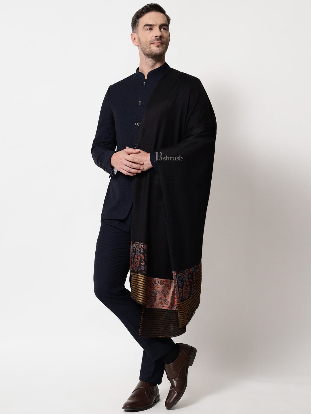 Pashtush India Mens Scarves Stoles and Mufflers Pashtush men Bamboo stole, Ethnic design, Multicolour