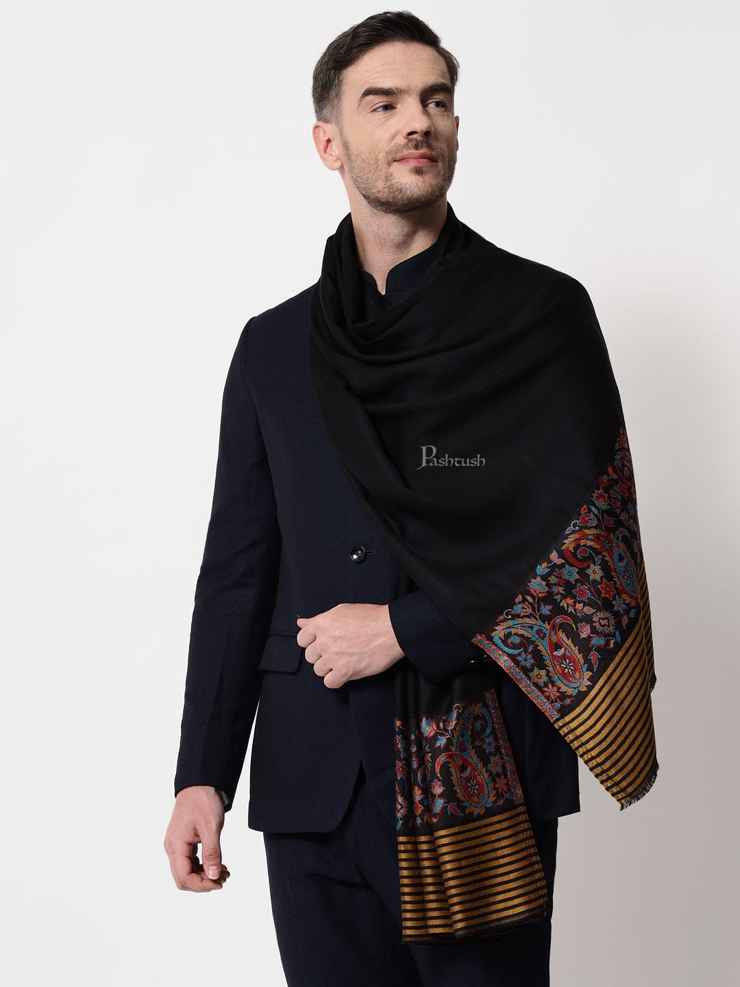 Pashtush India Mens Scarves Stoles and Mufflers Pashtush men Bamboo stole, Ethnic design, Multicolour