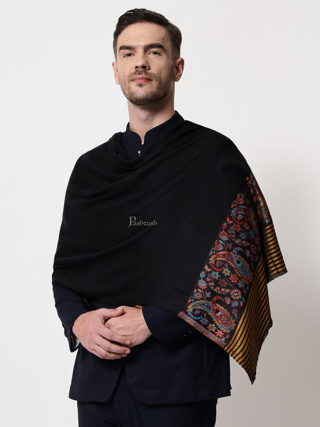 Pashtush India Mens Scarves Stoles and Mufflers Pashtush men Bamboo stole, Ethnic design, Multicolour