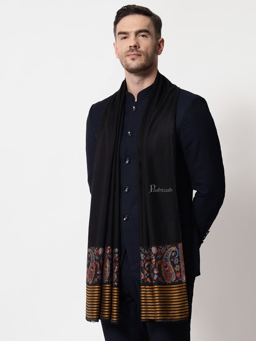 Pashtush India Mens Scarves Stoles and Mufflers Pashtush men Bamboo stole, Ethnic design, Multicolour