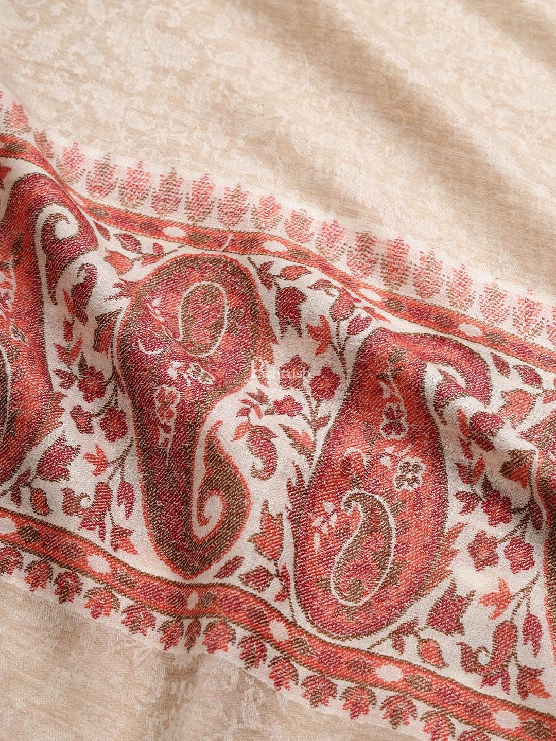 Pashtush India Mens Shawls Gents Shawl Pashtush men Extra Fine Wool shawl, Ethnic Palla design, Beige