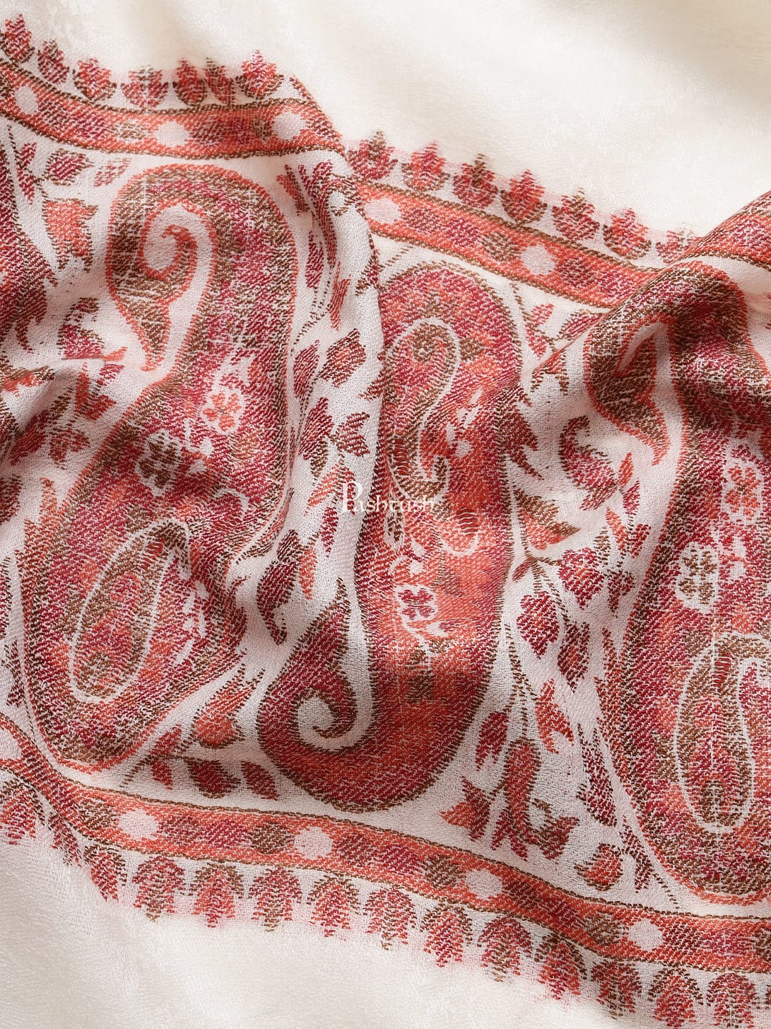 Pashtush India Mens Shawls Gents Shawl Pashtush men Extra Fine Wool shawl, Ethnic Palla design, Ivory