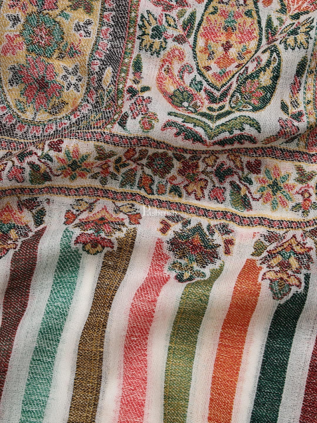 Pashtush India Mens Shawls Gents Shawl Pashtush men Extra Fine Wool shawl, Ethnic Weave, Full Size, Ivory