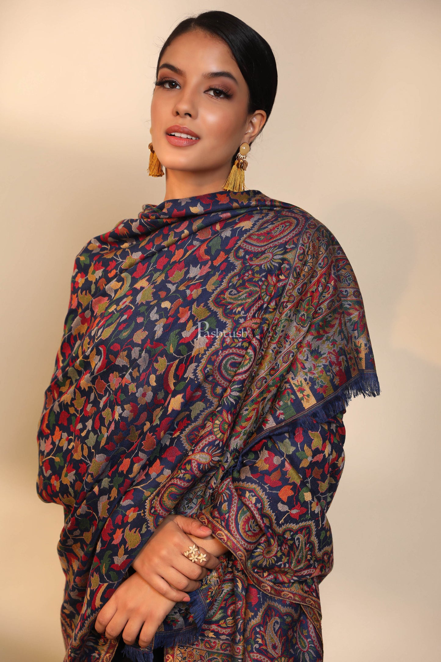 Pashtush India Womens Shawls Pashtush men faux pashmina shawl, ethnic weave design, multi color