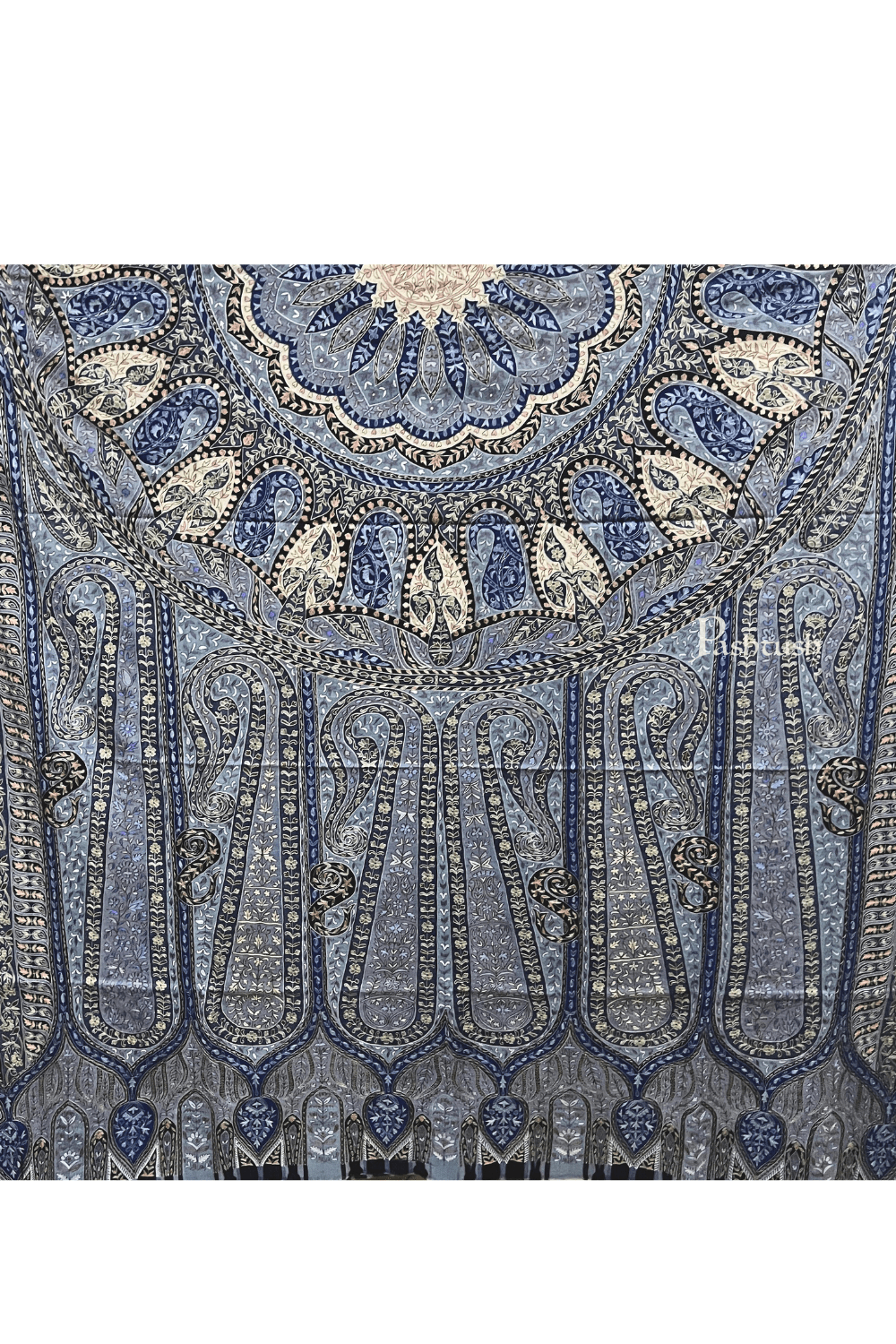 Pashtush India Mens Shawls Gents Shawl Pashtush Men's Pashmina Kalamkari Shawl: Handwoven, Hand Painted, and Hand Embroidered, Multicolour