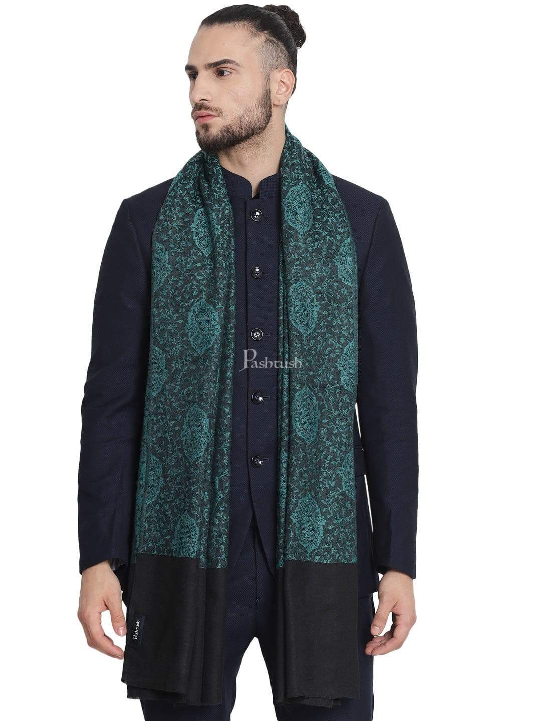 Pashtush India 70x200 Pashtush Men's Soft Wool, Reversible Stole Scarf