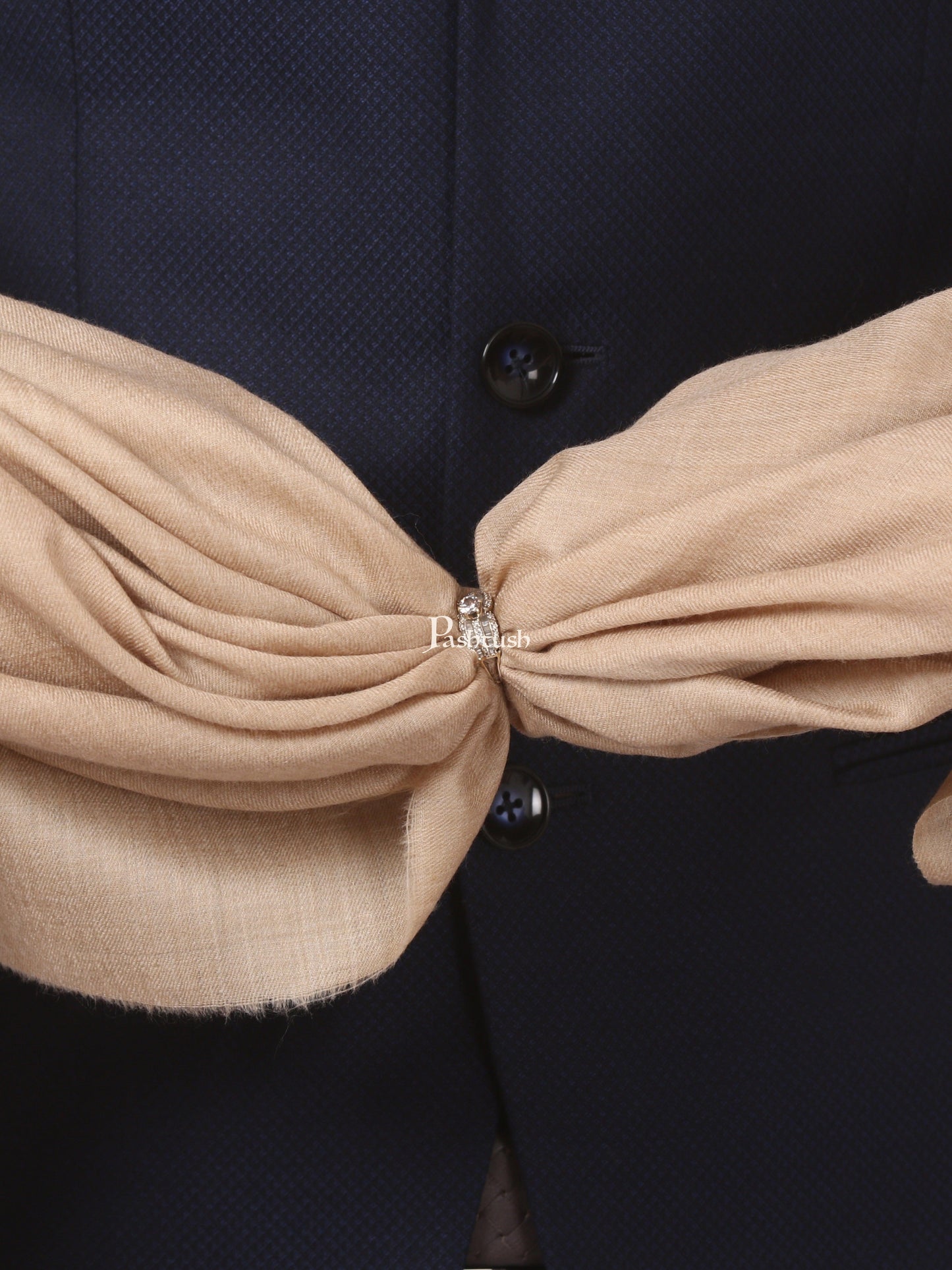 Pashtush India Mens Shawls Gents Shawl Pashtush Mens 100% Pure Wool Ring Shawl, Full Size - Beige