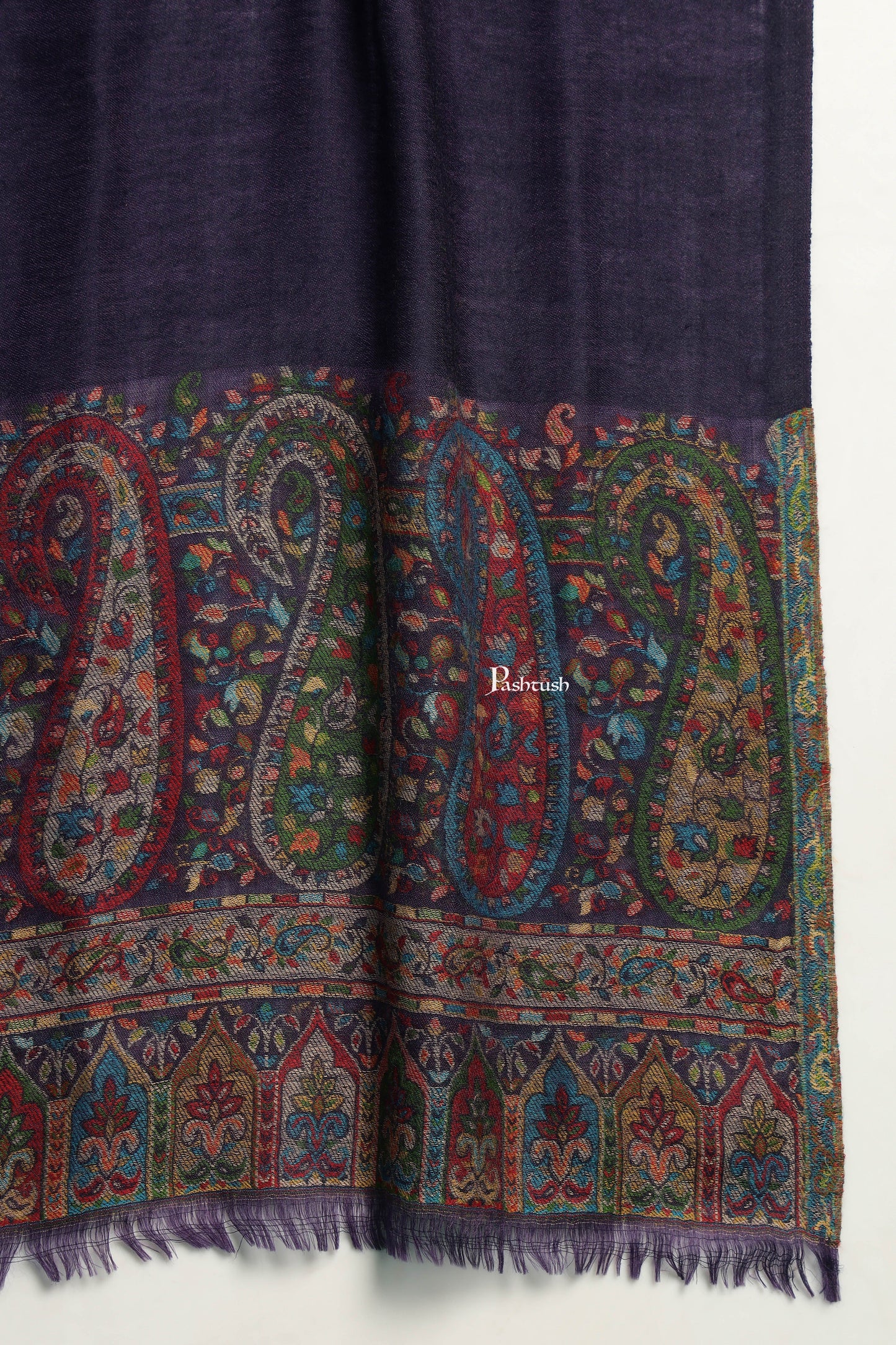 Pashtush India Mens Scarves Stoles and Mufflers Pashtush Mens 100% Pure Wool With Woolmark Certificate Stole, Ambi Palla Design, Blue