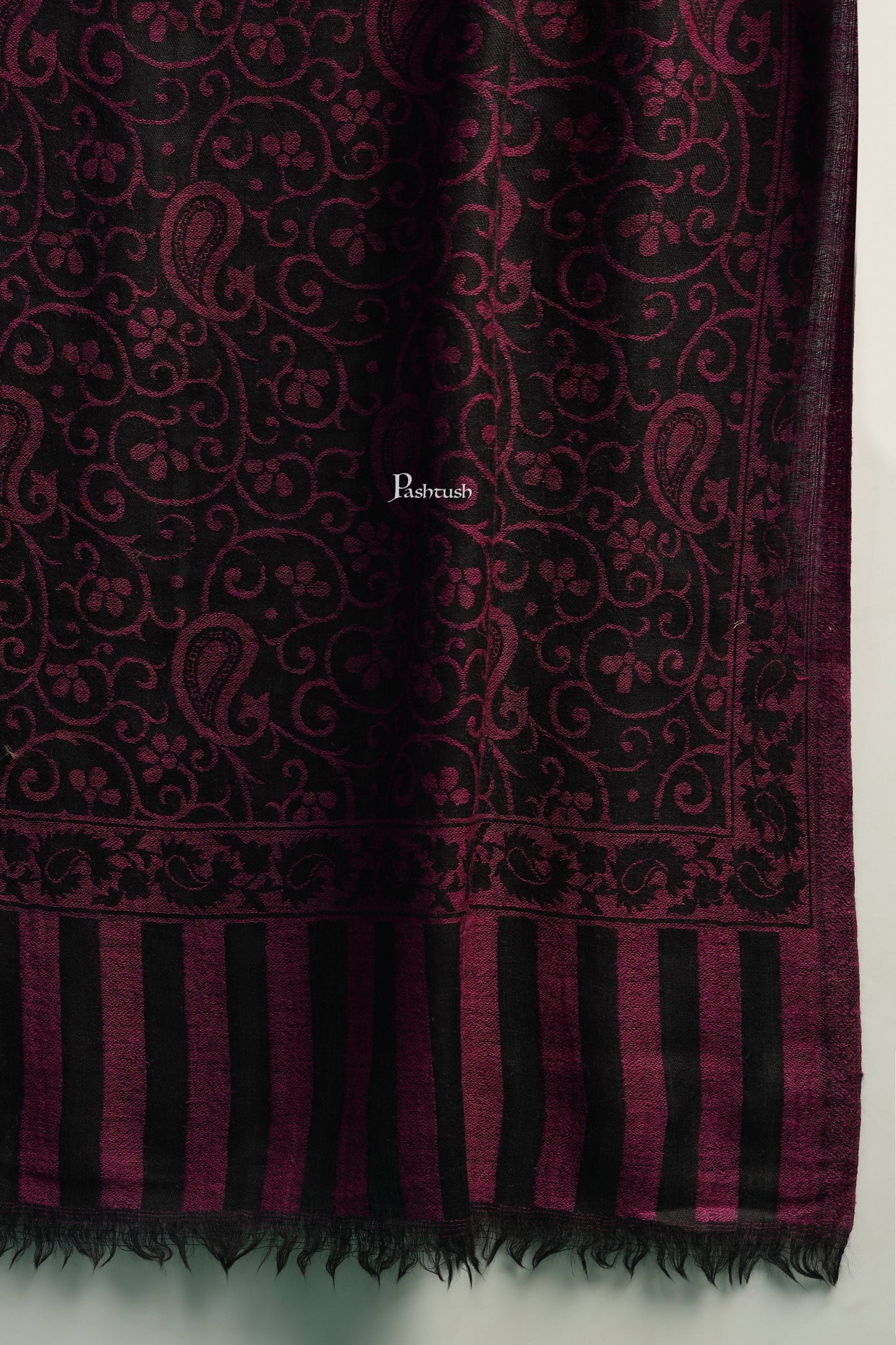 Pashtush India Mens Scarves Stoles and Mufflers Pashtush Mens 100% Pure Wool With Woolmark Certificate Stole, Paisley Design, Black