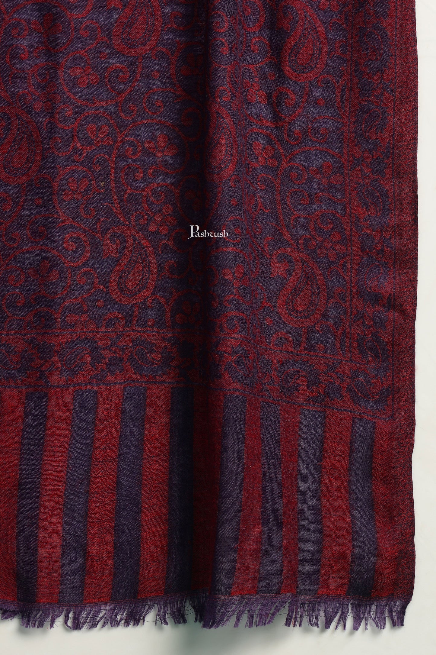 Pashtush India Mens Scarves Stoles and Mufflers Pashtush Mens 100% Pure Wool With Woolmark Certificate Stole, Paisley Design, Blue
