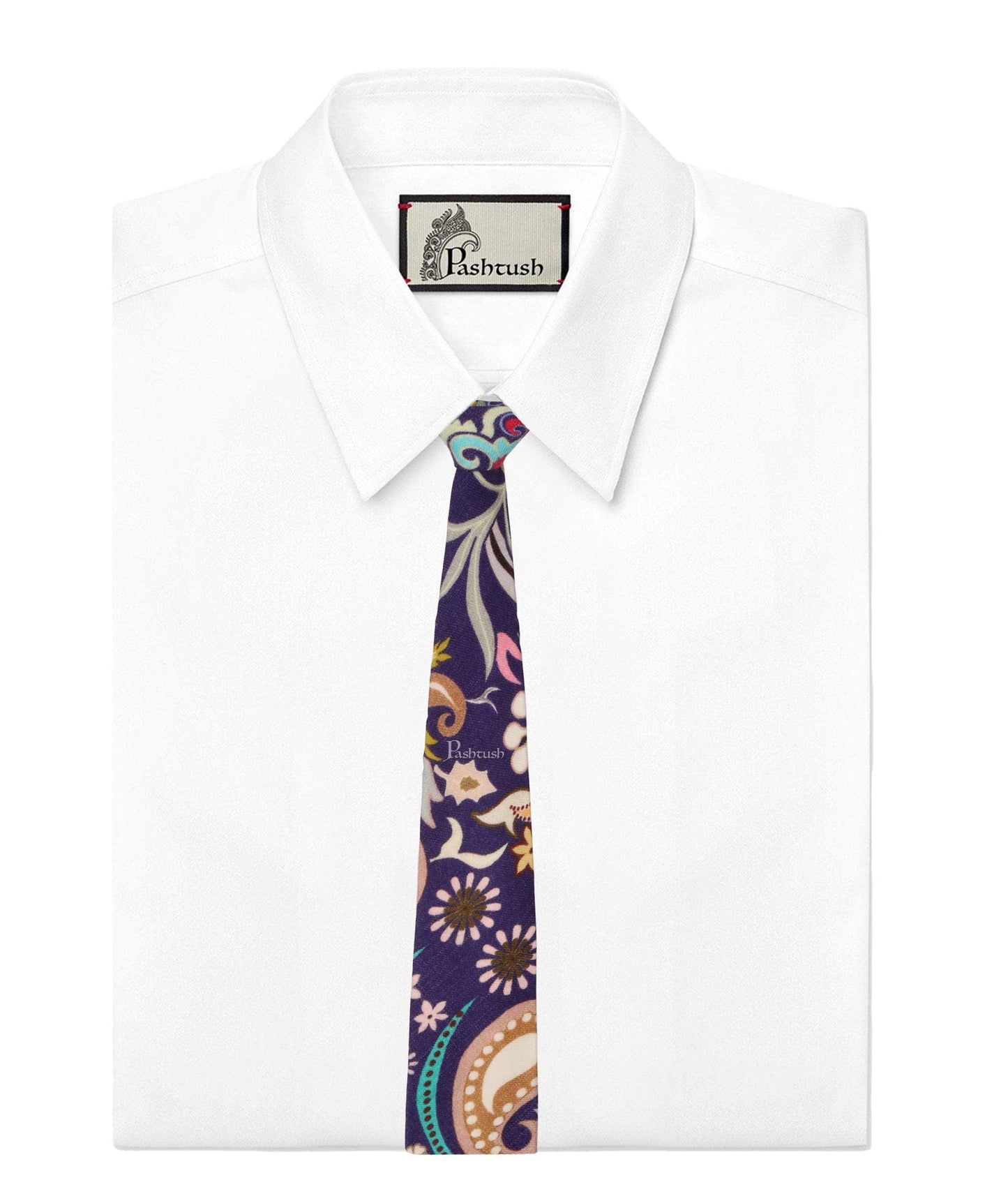 Pashtush India Mens Neckties Ties for Men Pashtush mens 100% Pure Wool with Woolmark Certificate tie, Printed design, Multicolour