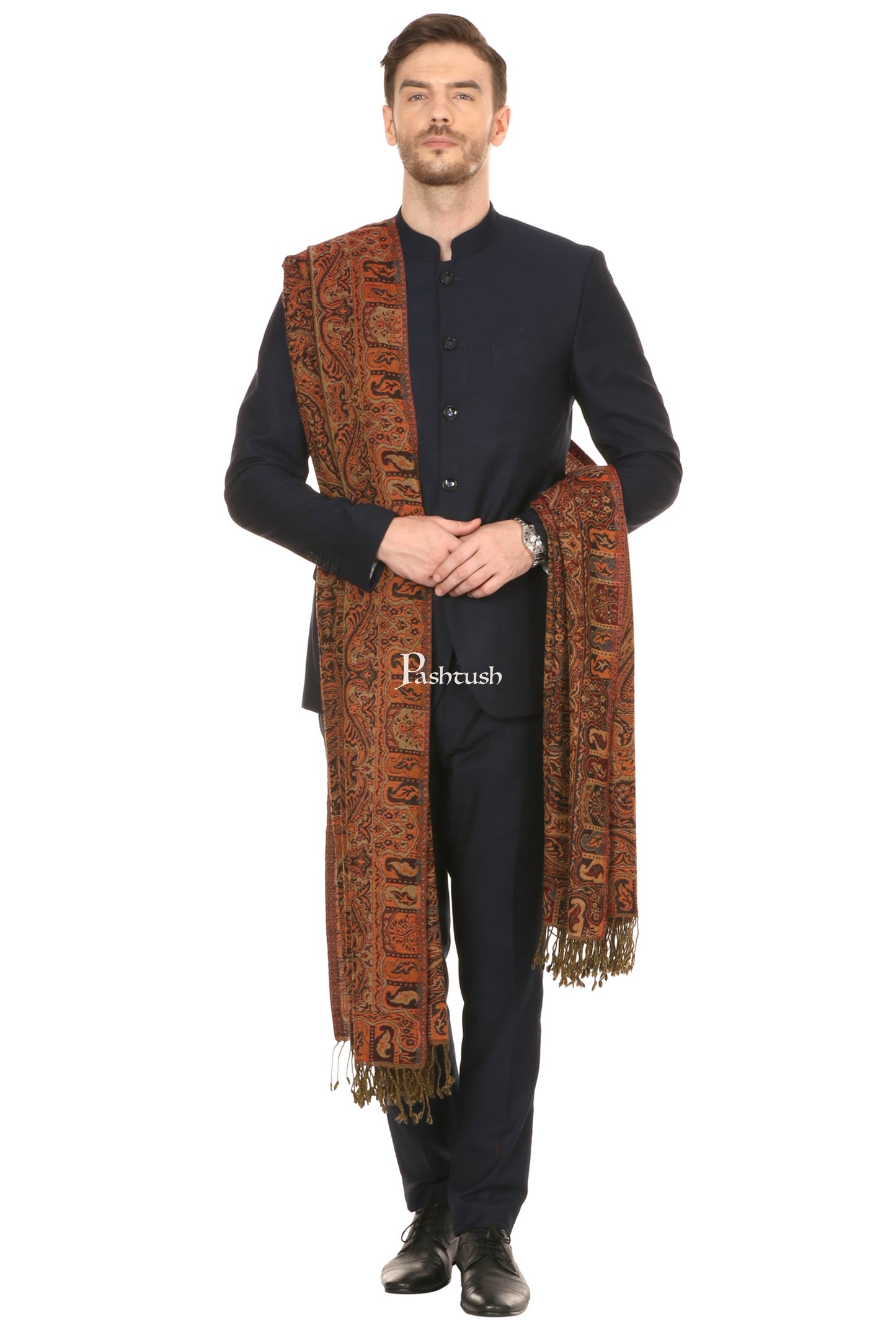 Pashtush India Mens Shawls Gents Shawl Pashtush Mens Antique Ethnic Shawl, Mens Lohi