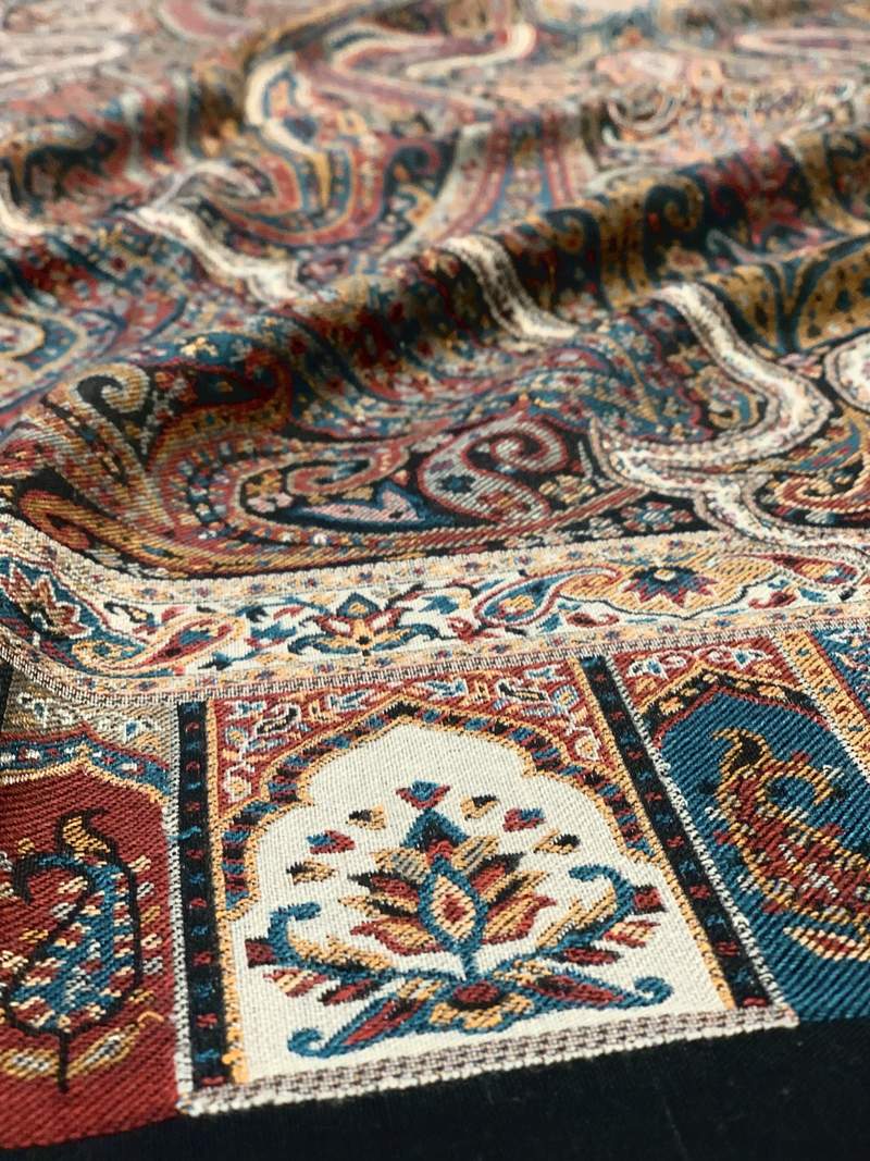 Pashtush Mens Antique Look Heritage Design, Jamawar Stole, Fine Wool