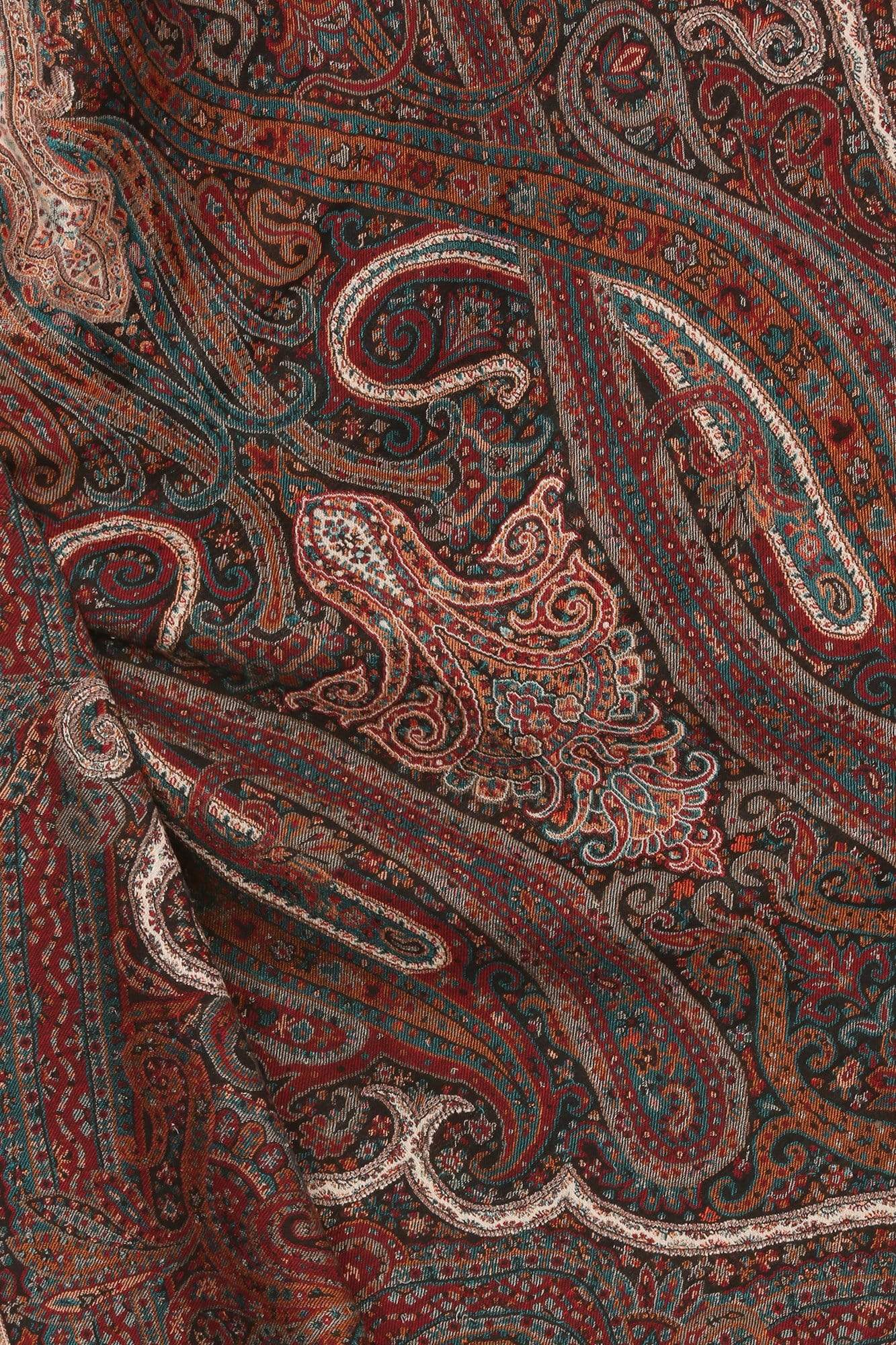 Pashtush Mens Antique Look Heritage Design, Jamawar Stole, Fine Wool