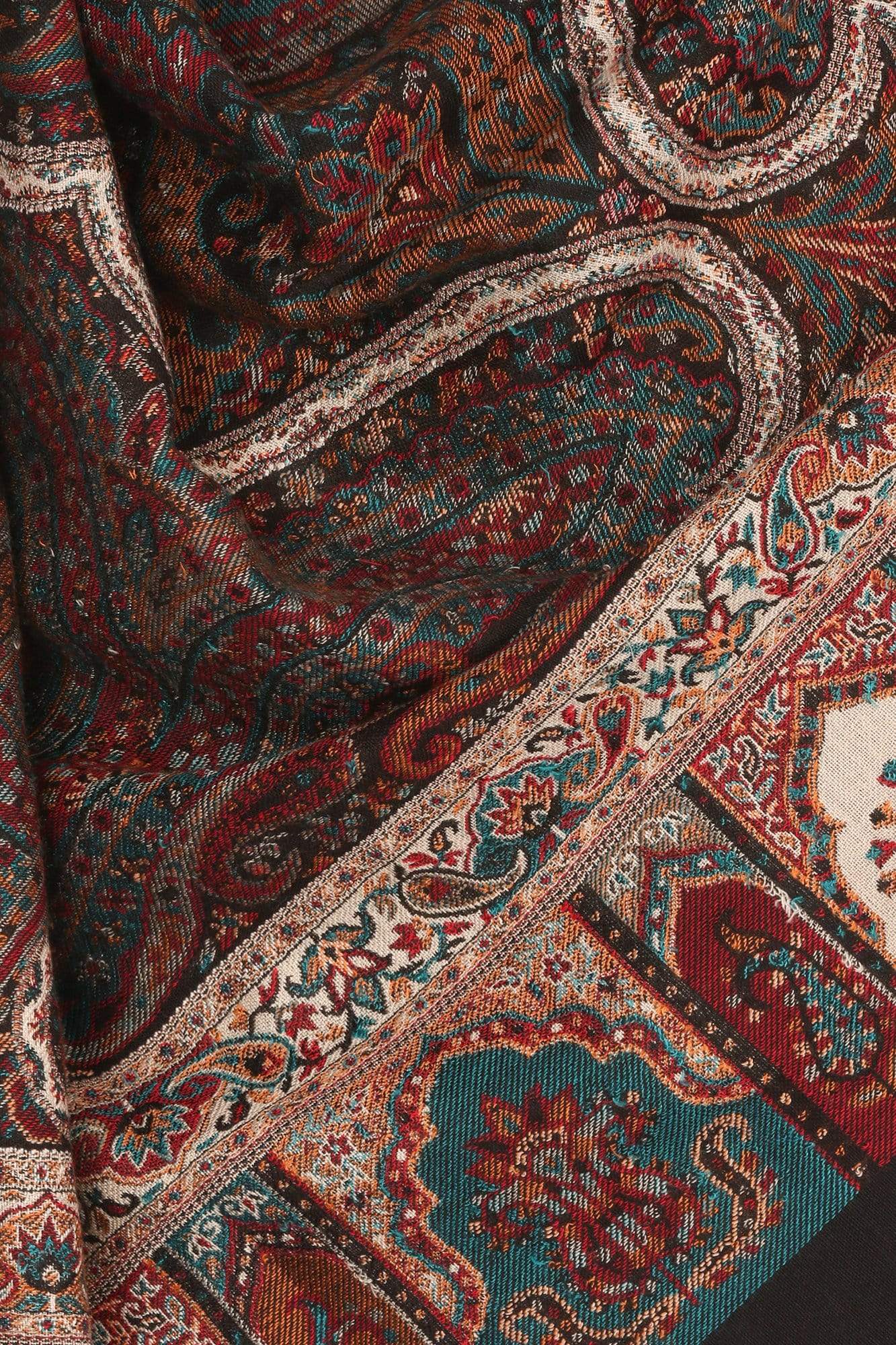 Pashtush Mens Antique Look Heritage Design, Jamawar Stole, Fine Wool