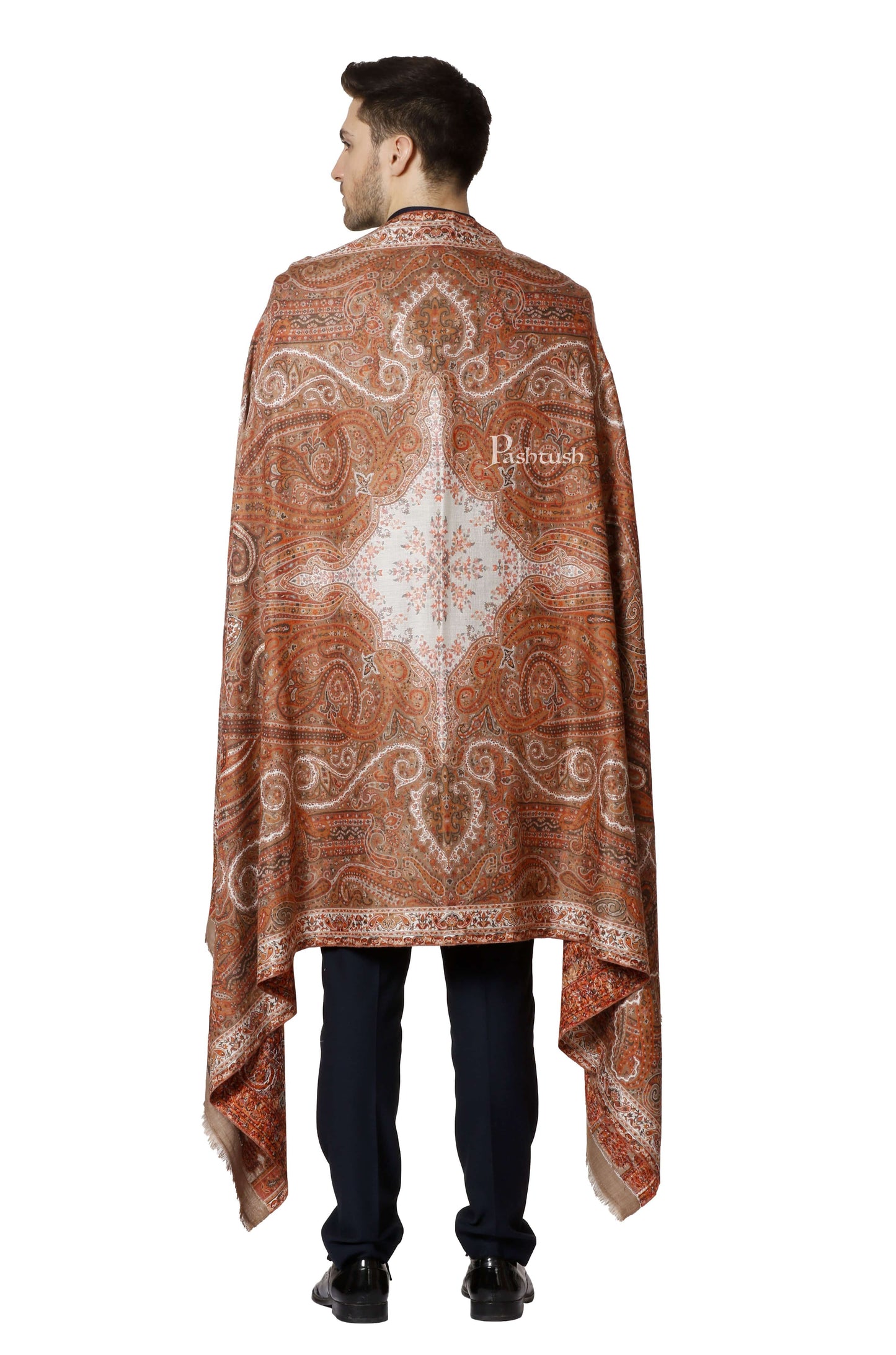 Pashtush India 100x200 Pashtush Mens Antique Look Heritage Design, Jamawar Stole