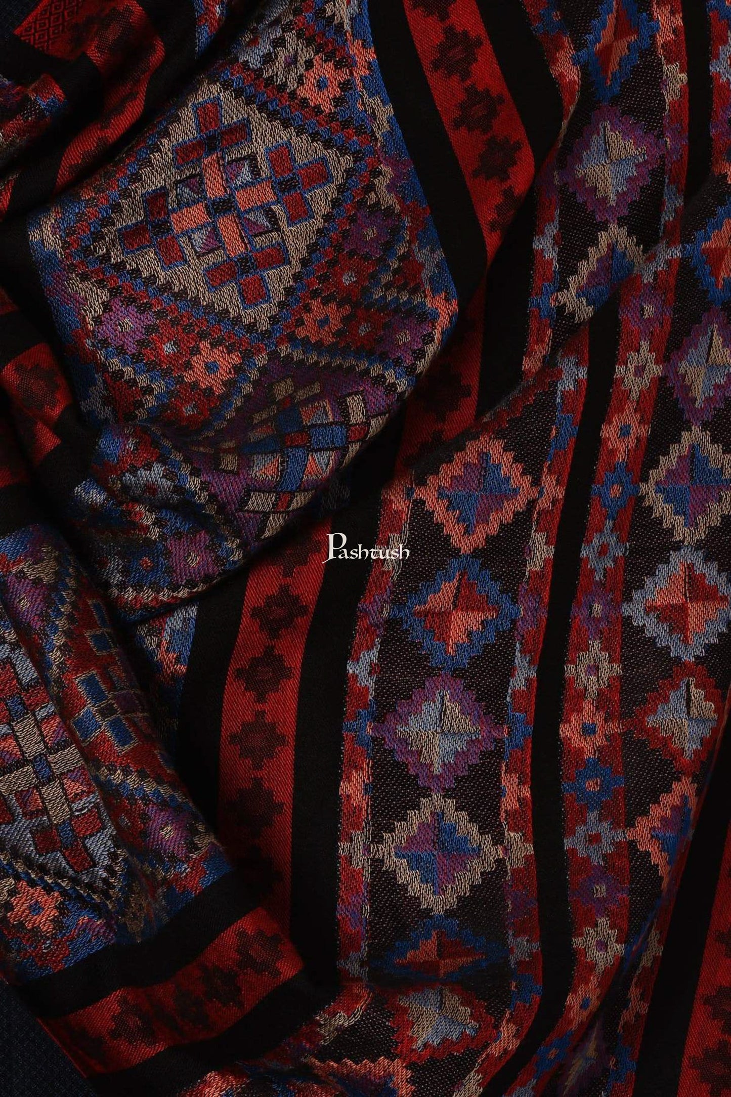 Pashtush India Mens Scarves Stoles and Mufflers Pashtush Mens Aztec Fine Bamboo Soft Ethnic Stole - Maroon